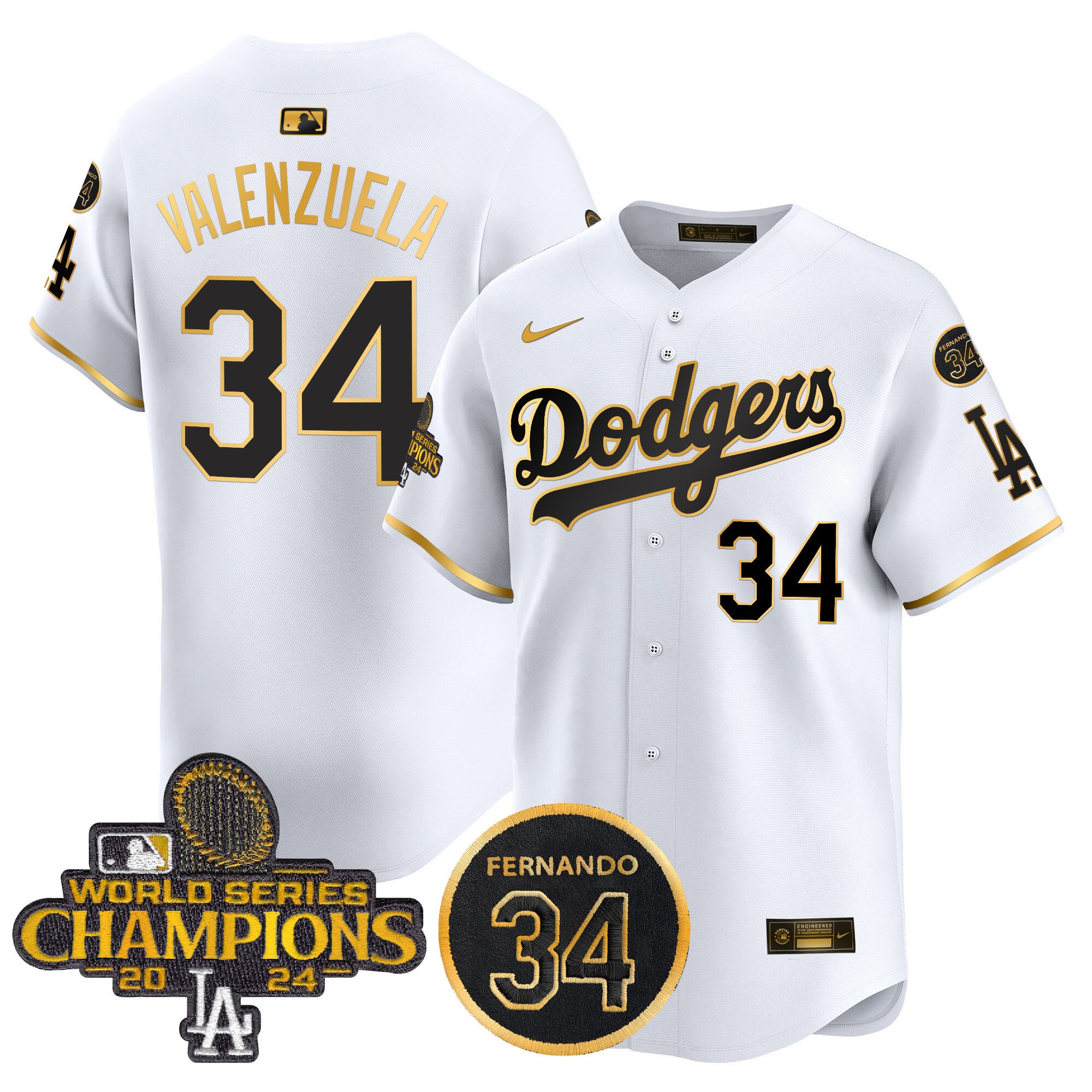 Men's Dodgers 2024 World Series Champions Patch Vapor Premier Limited Jersey V2 - All Stitched