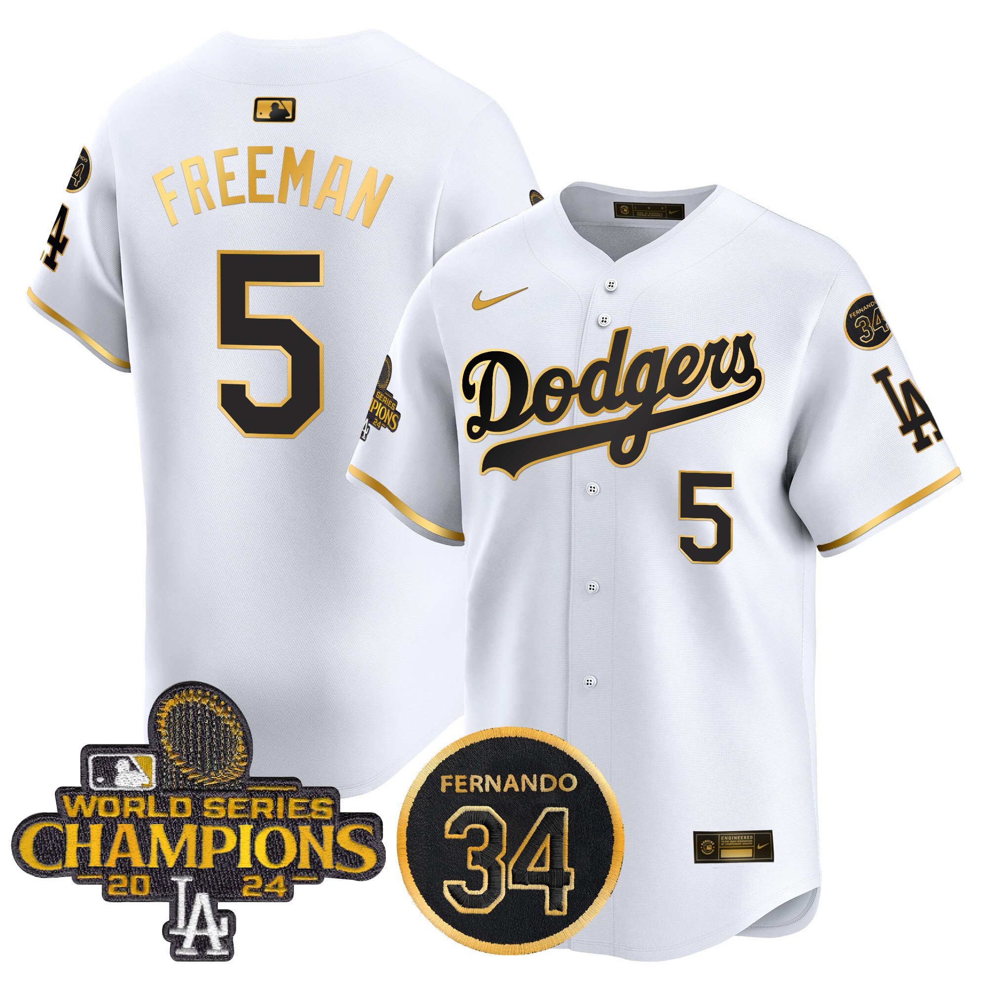 Men's Dodgers 2024 World Series Champions Patch Vapor Premier Limited Jersey V2 - All Stitched