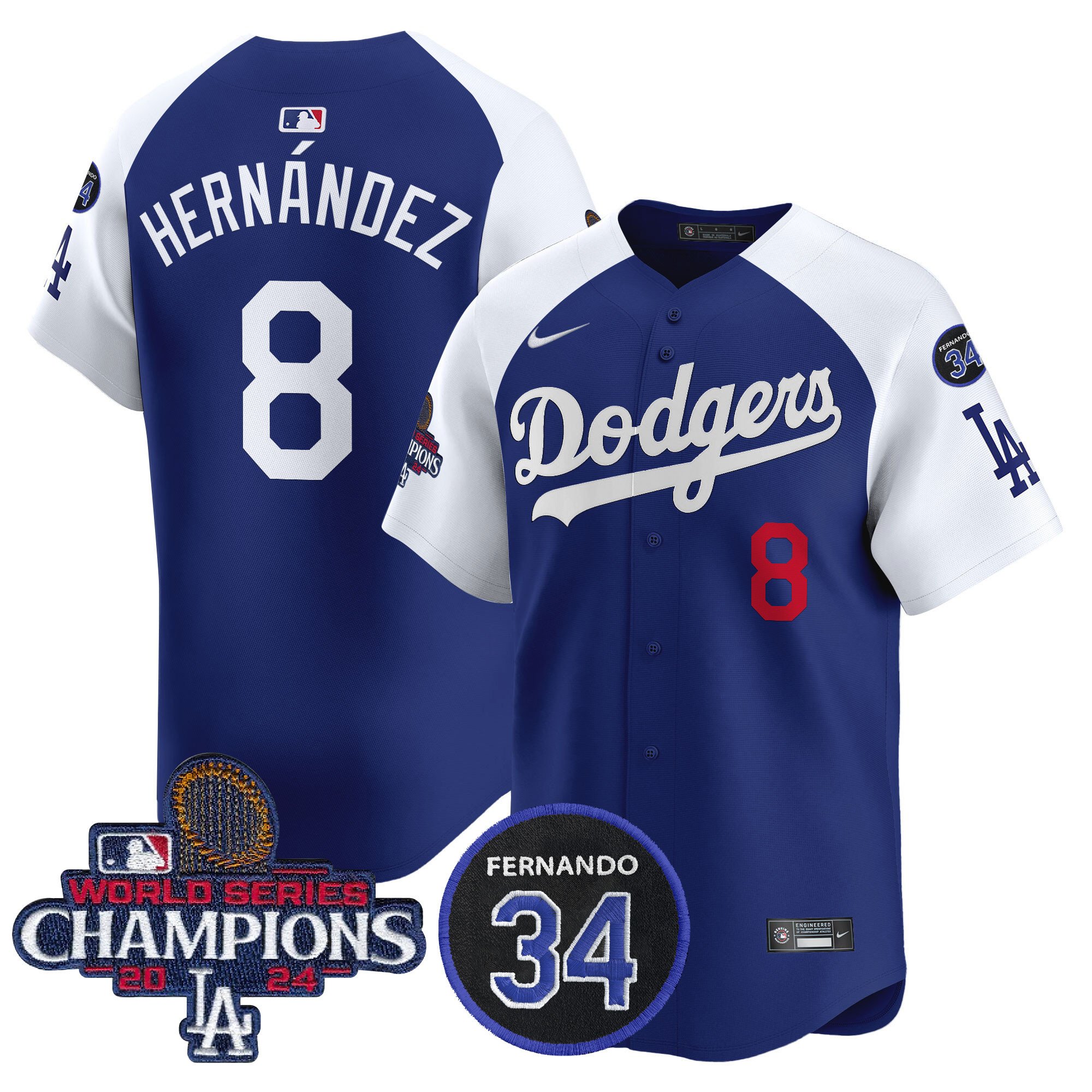 Men's Dodgers 2024 World Series Champions Patch Vapor Premier Limited Jersey V2 - All Stitched