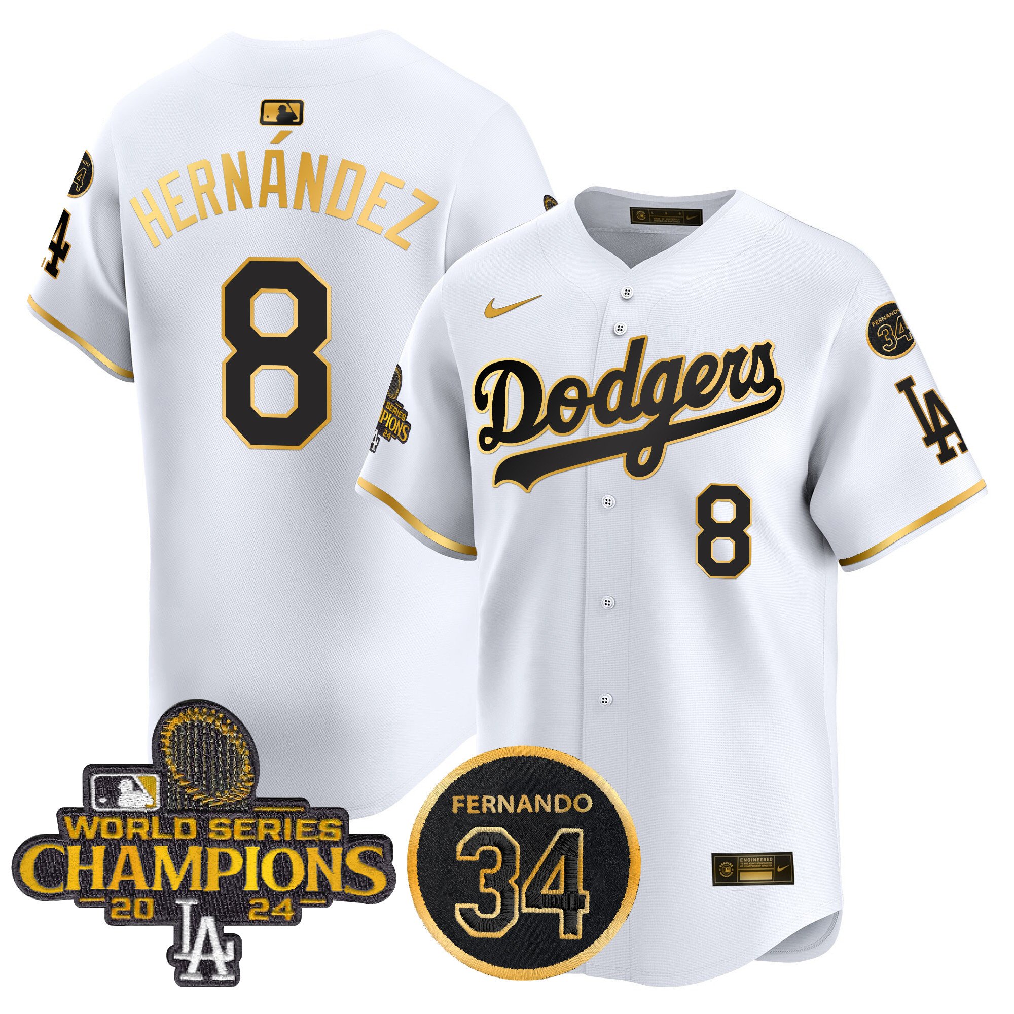 Men's Dodgers 2024 World Series Champions Patch Vapor Premier Limited Jersey V2 - All Stitched
