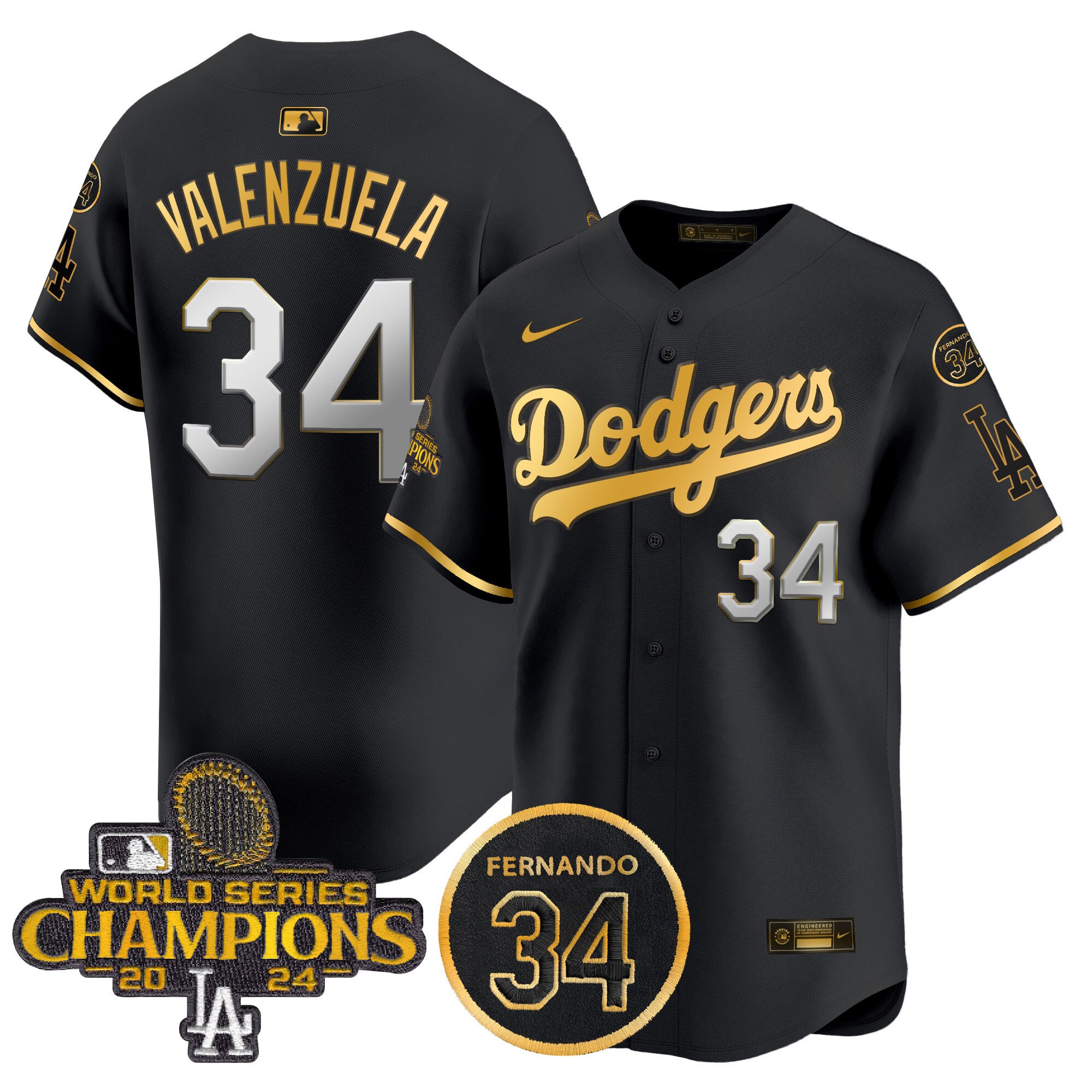 Men's Dodgers 2024 World Series Champions Patch Vapor Premier Limited Jersey V2 - All Stitched