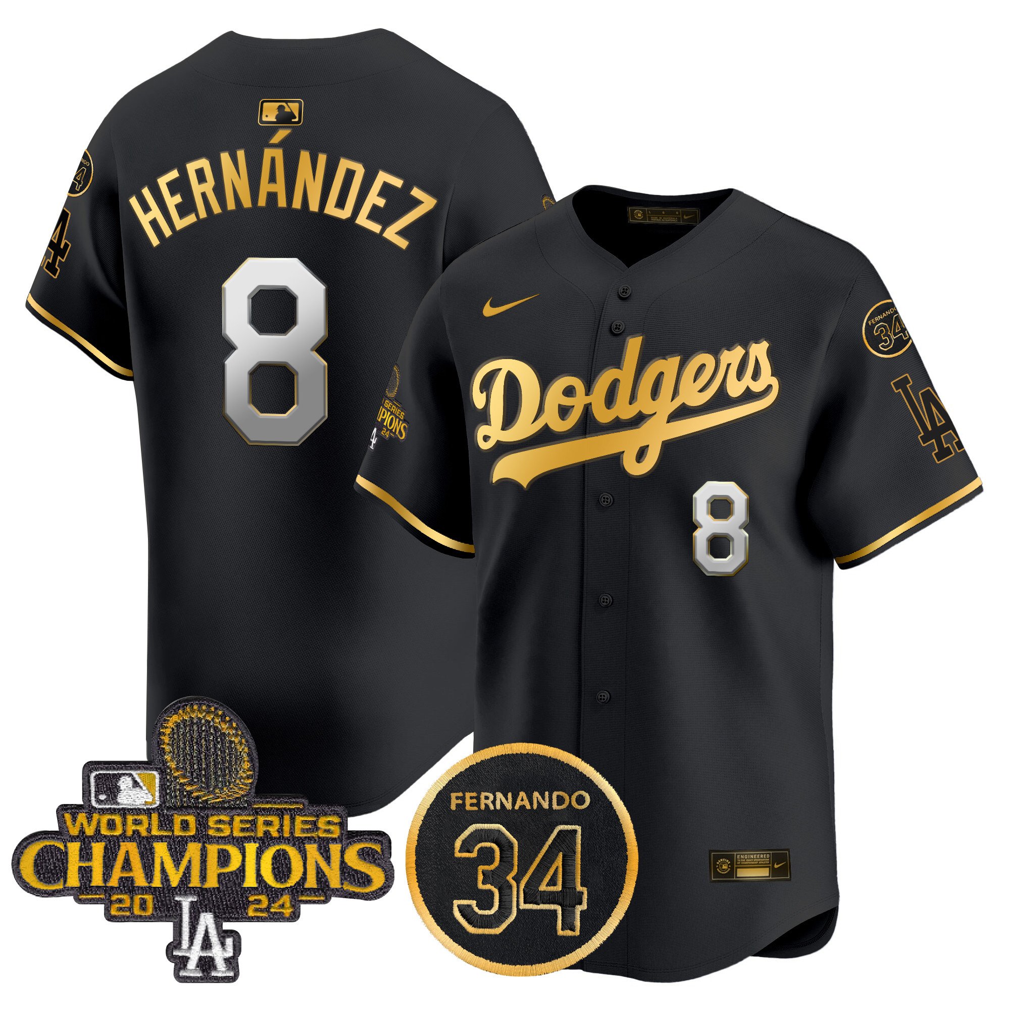 Men's Dodgers 2024 World Series Champions Patch Vapor Premier Limited Jersey V2 - All Stitched