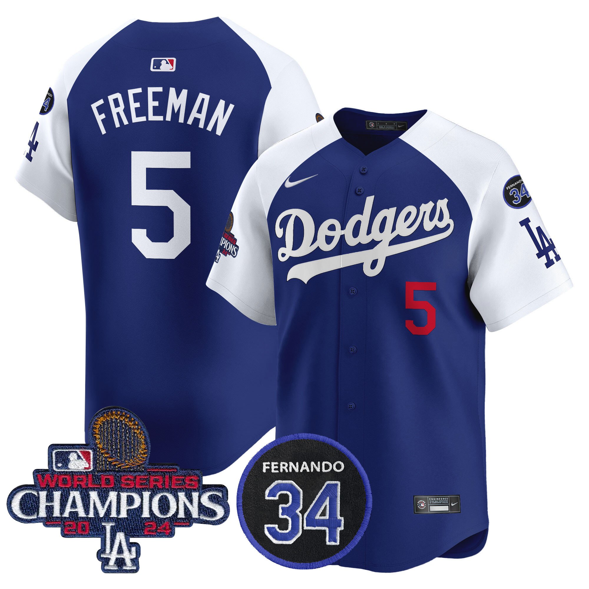 Men's Dodgers 2024 World Series Champions Patch Vapor Premier Limited Jersey V2 - All Stitched