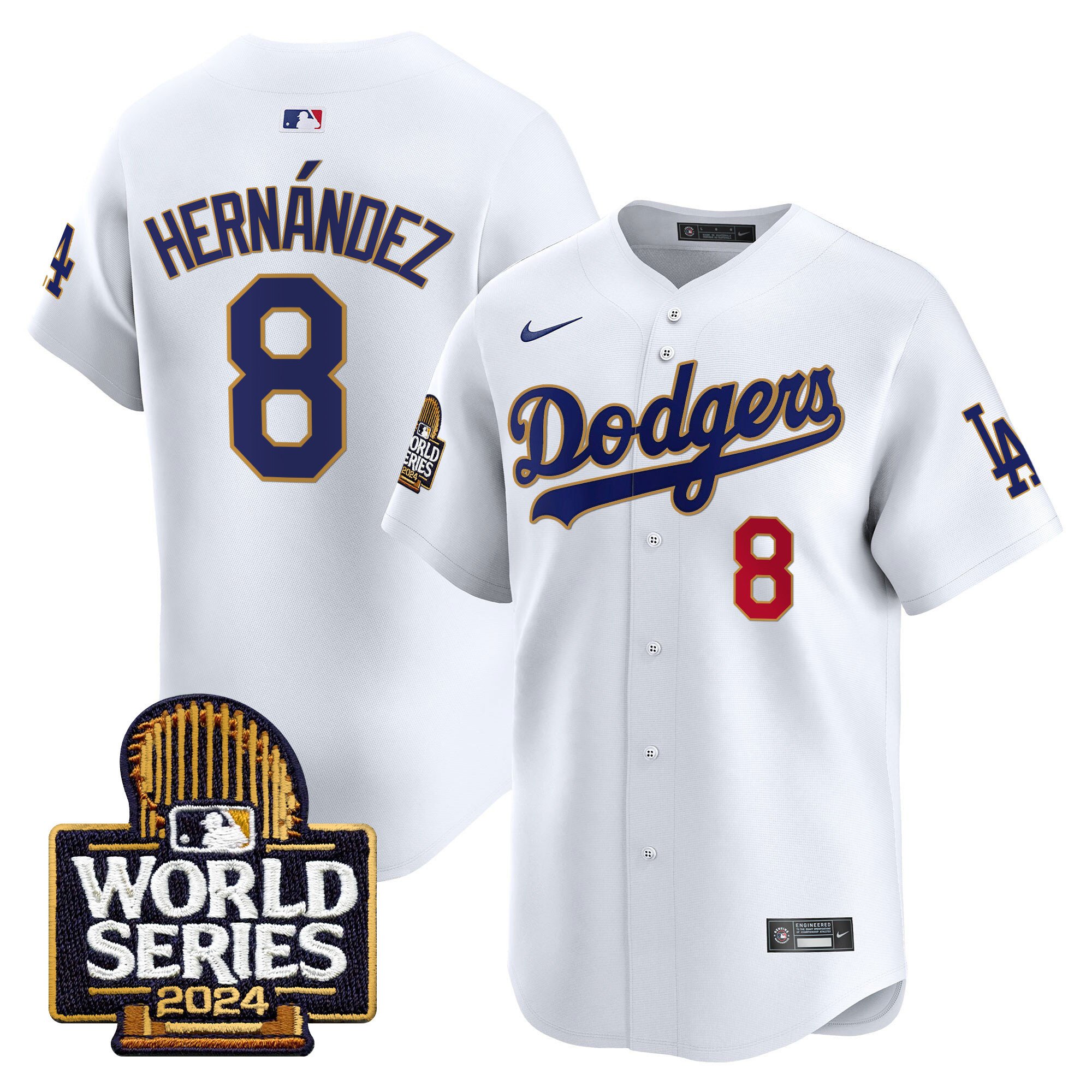 Men's Dodgers 2024 World Series Gold Trim Vapor Premier Limited Jersey - All Stitched