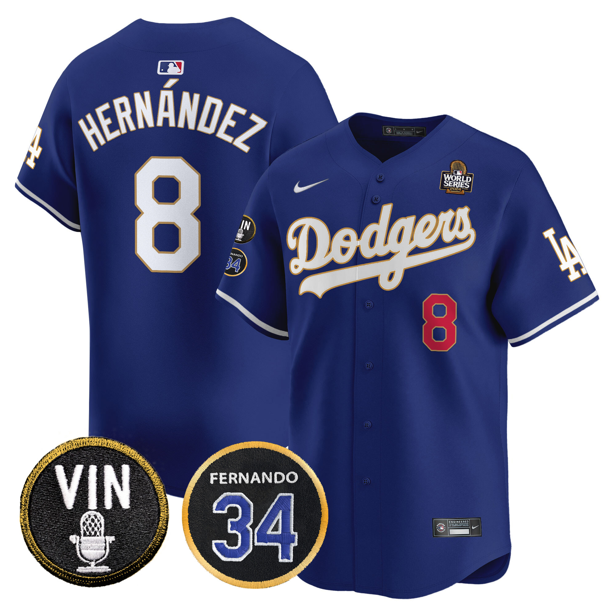 Men's Dodgers 2024 World Series Gold Trim Vapor Premier Limited Jersey V3 - All Stitched