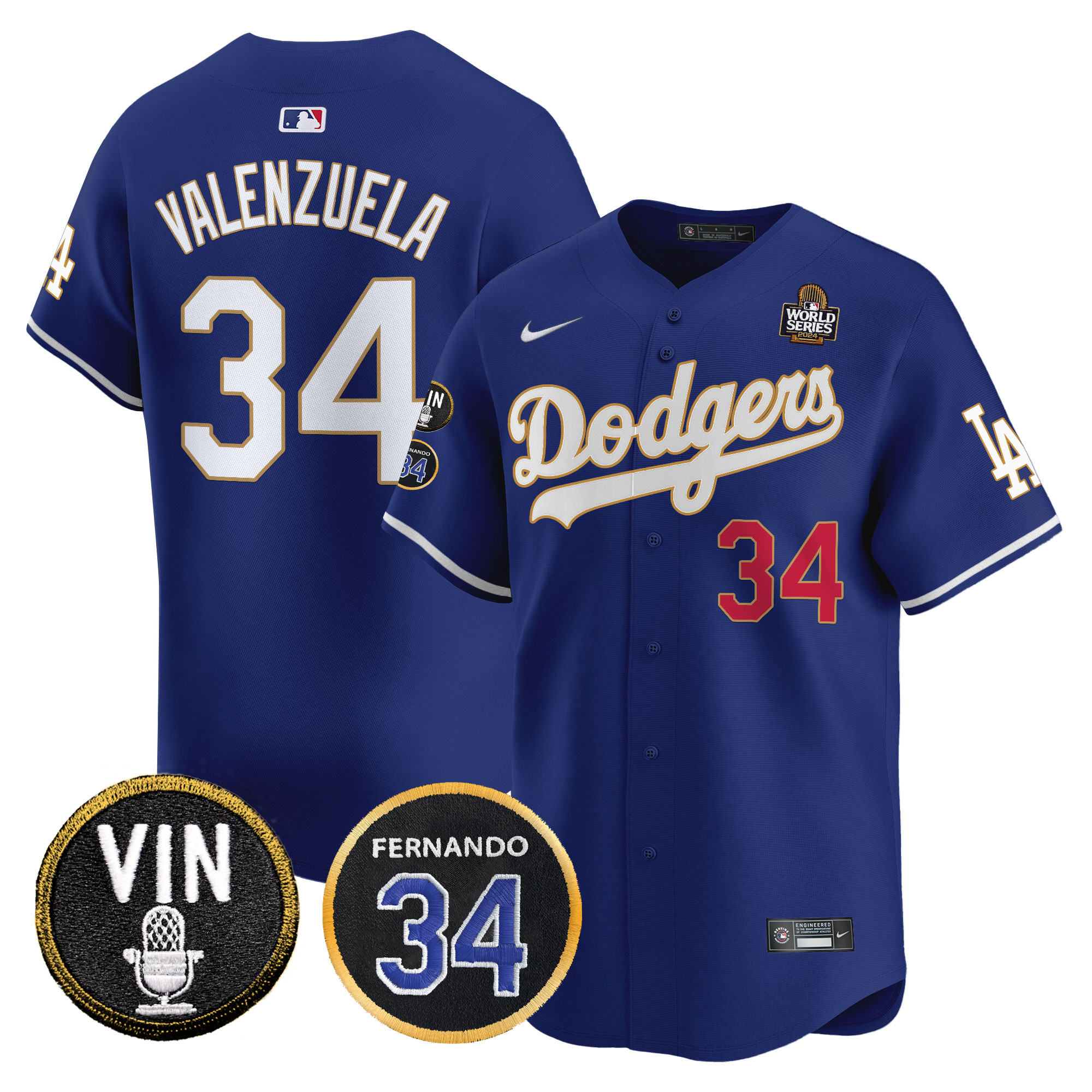 Men's Dodgers 2024 World Series Gold Trim Vapor Premier Limited Jersey V3 - All Stitched