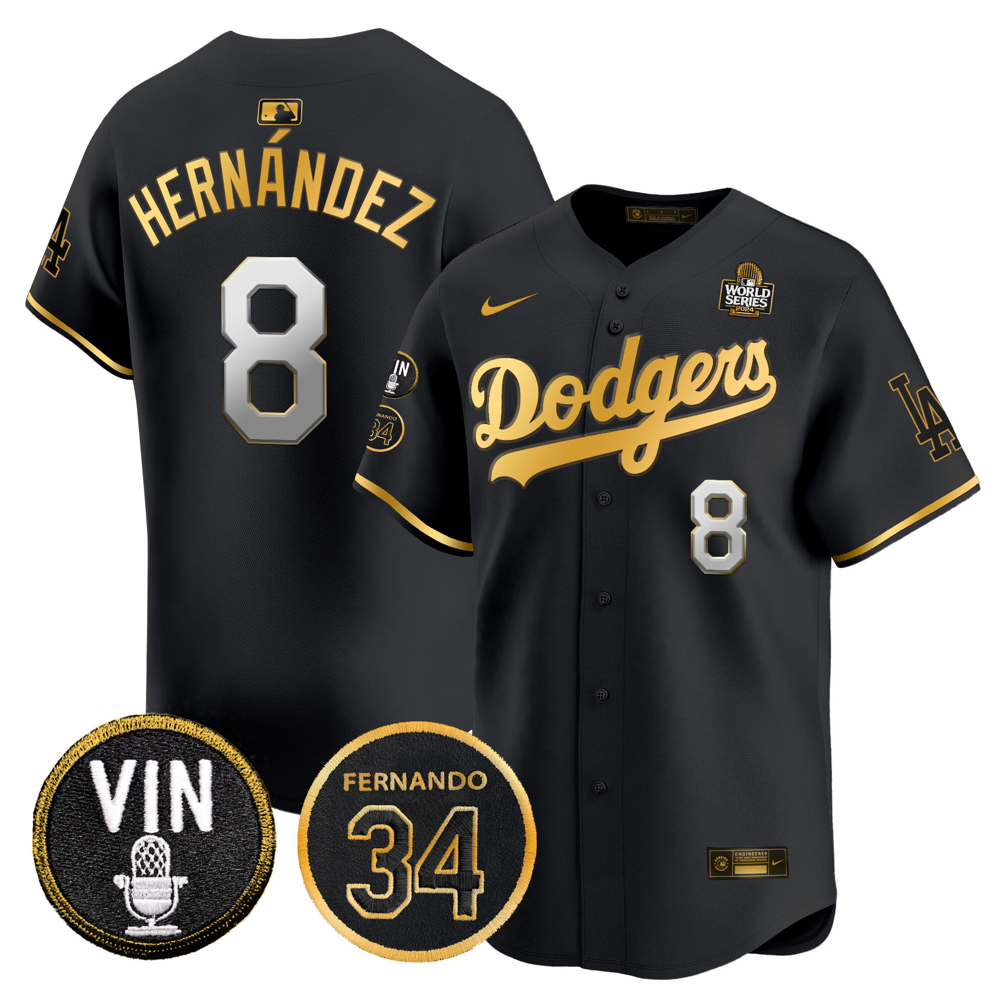 Men's Dodgers 2024 World Series Gold Trim Vapor Premier Limited Jersey V3 - All Stitched
