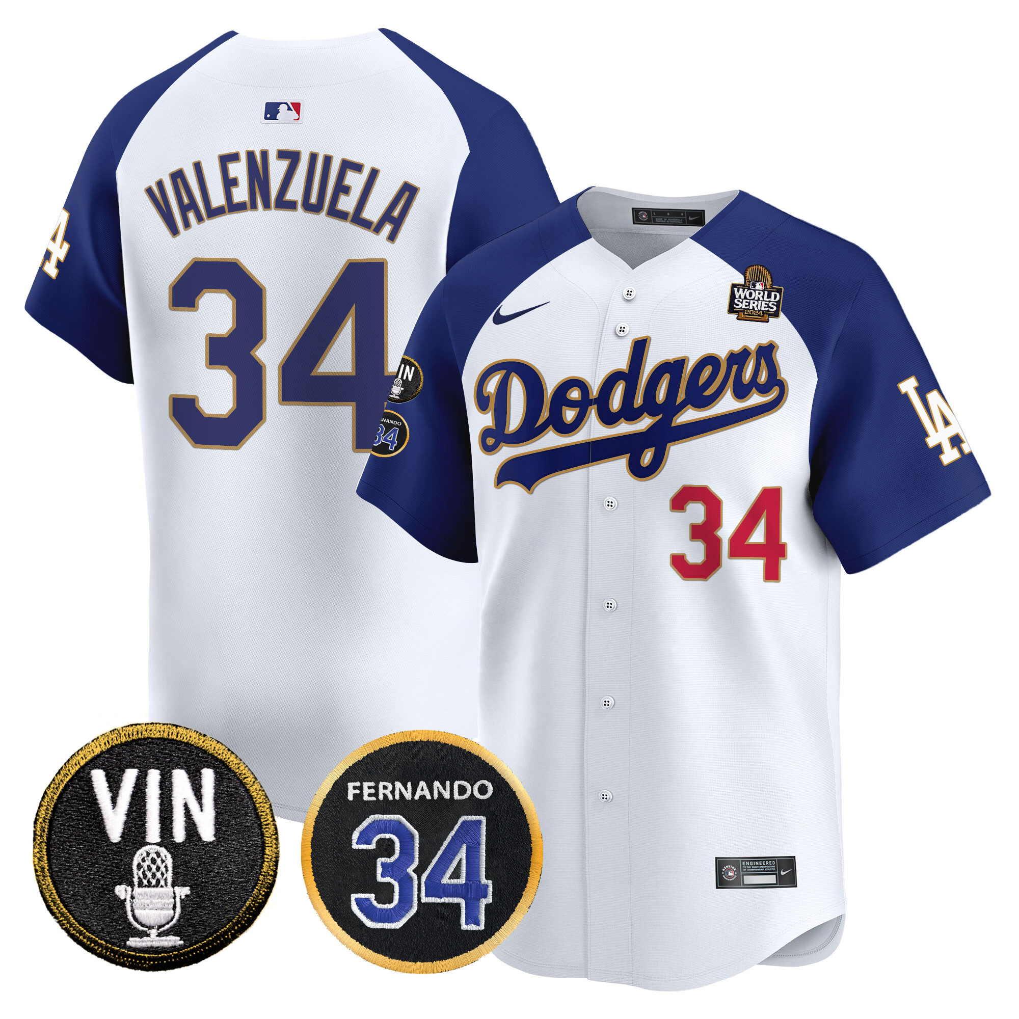 Men's Dodgers 2024 World Series Gold Trim Vapor Premier Limited Jersey V3 - All Stitched
