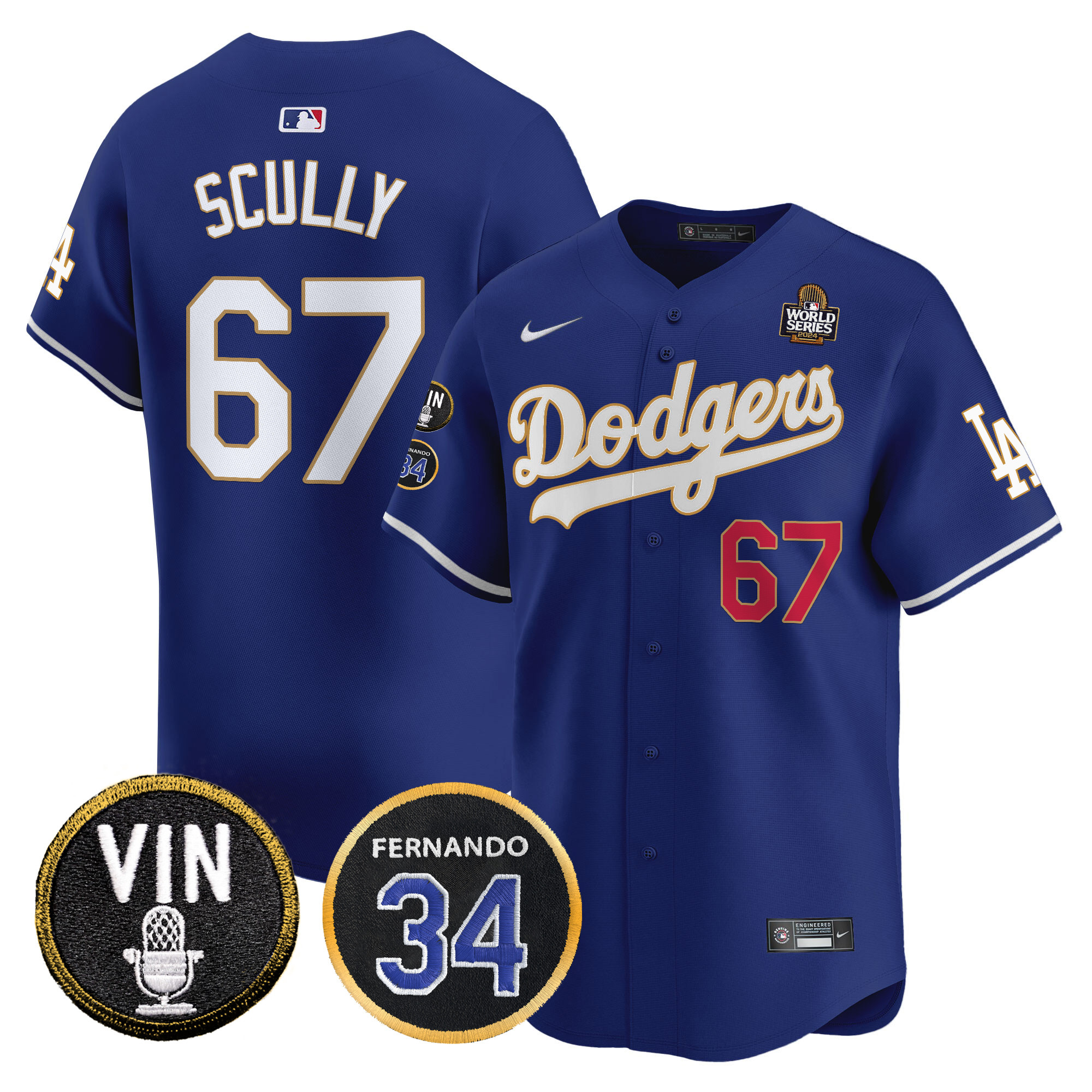 Men's Dodgers 2024 World Series Gold Trim Vapor Premier Limited Jersey V3 - All Stitched