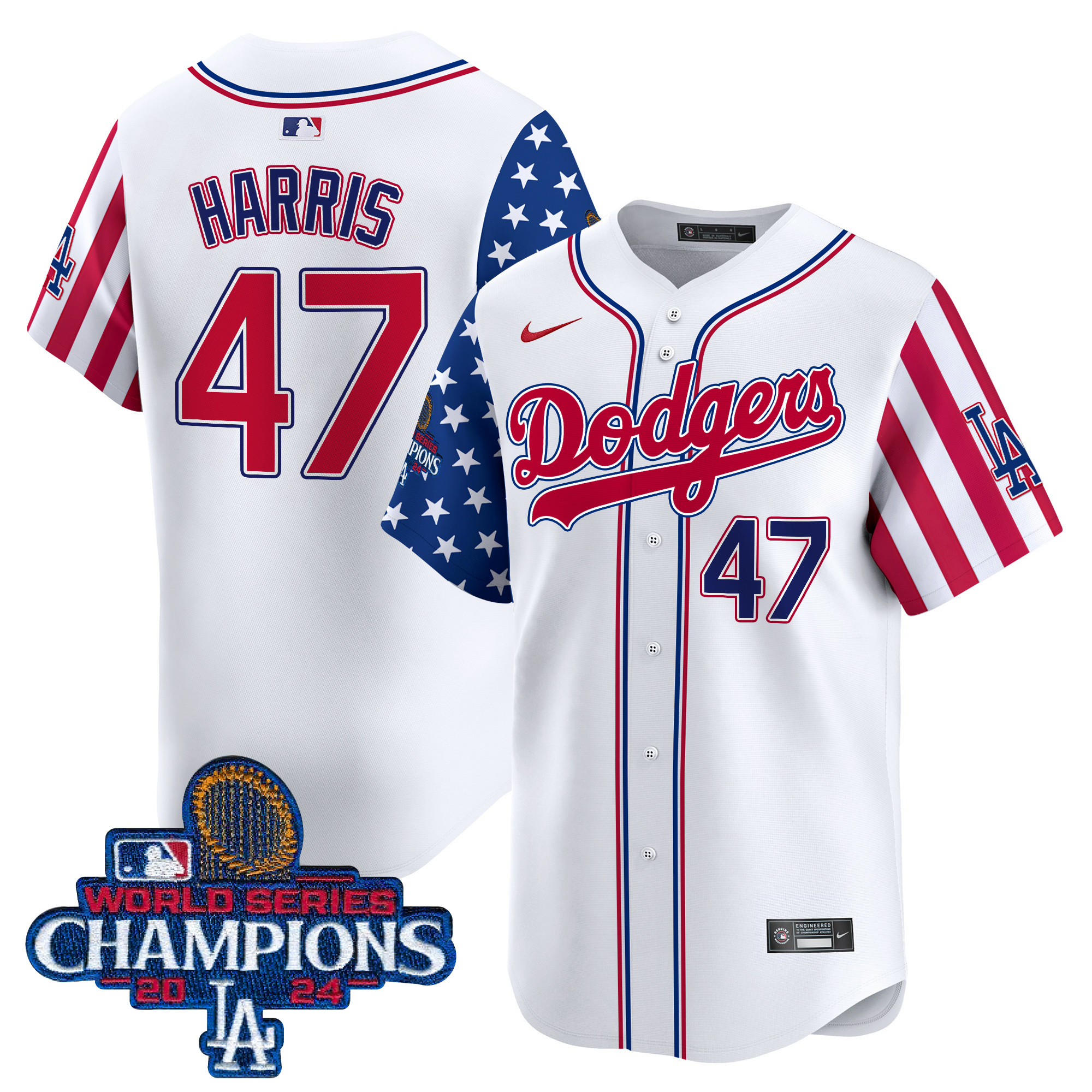 Men's Dodgers American Style 2024 World Series Champions Vapor Premier Limited Jersey - All Stitched
