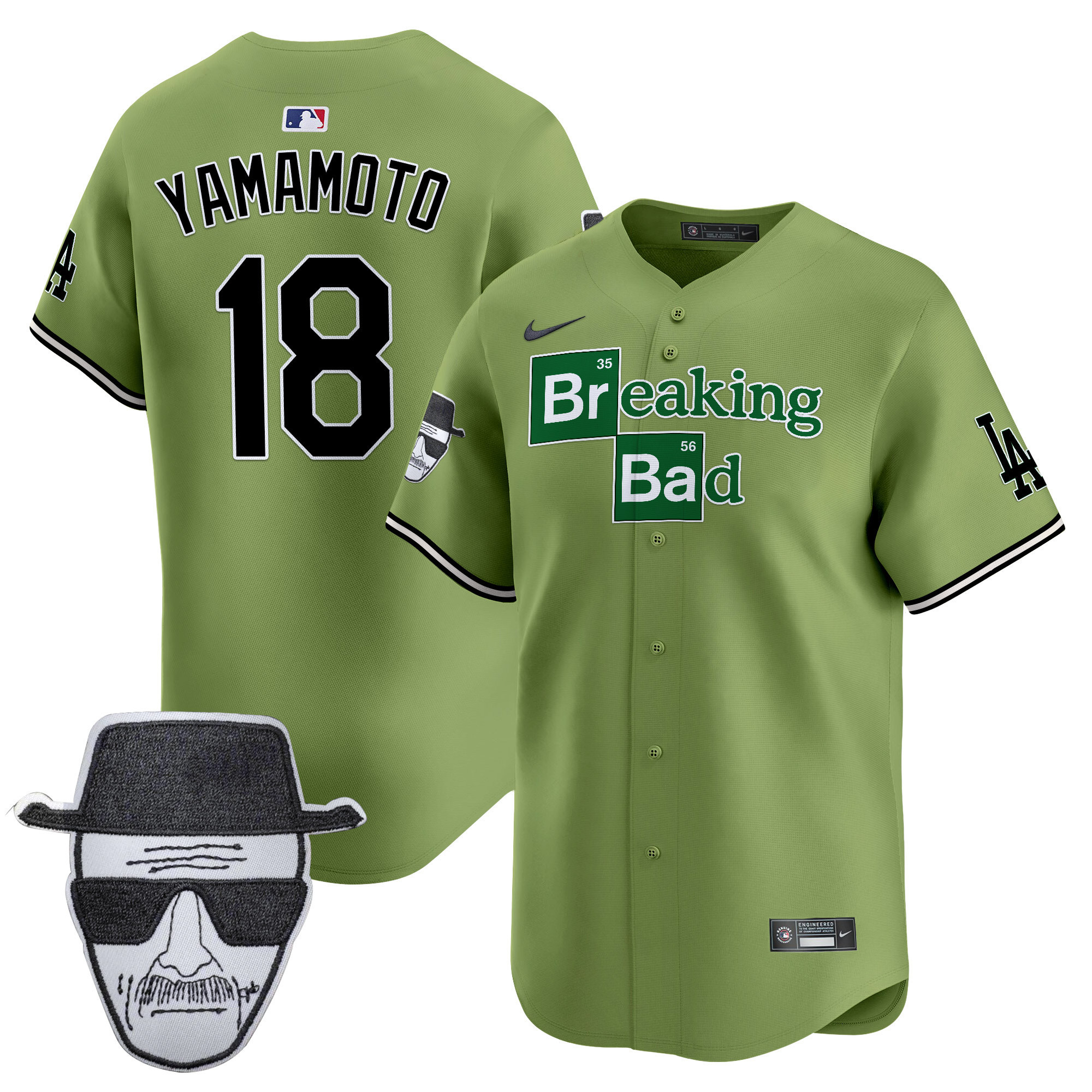 Men's Dodgers Breaking Bad Walter White Patch Vapor Premier Limited Jersey - All Stitched
