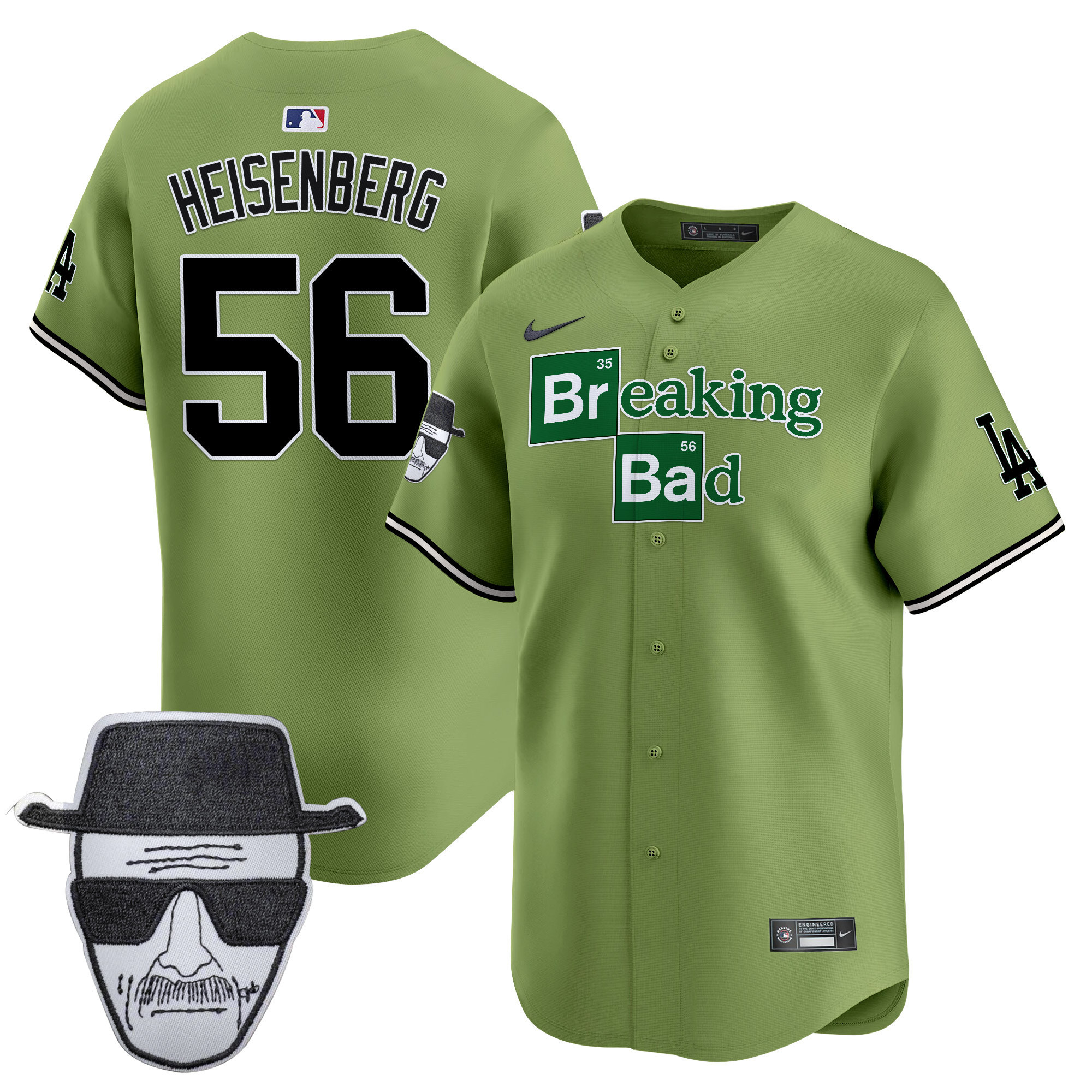 Men's Dodgers Breaking Bad Walter White Patch Vapor Premier Limited Jersey - All Stitched