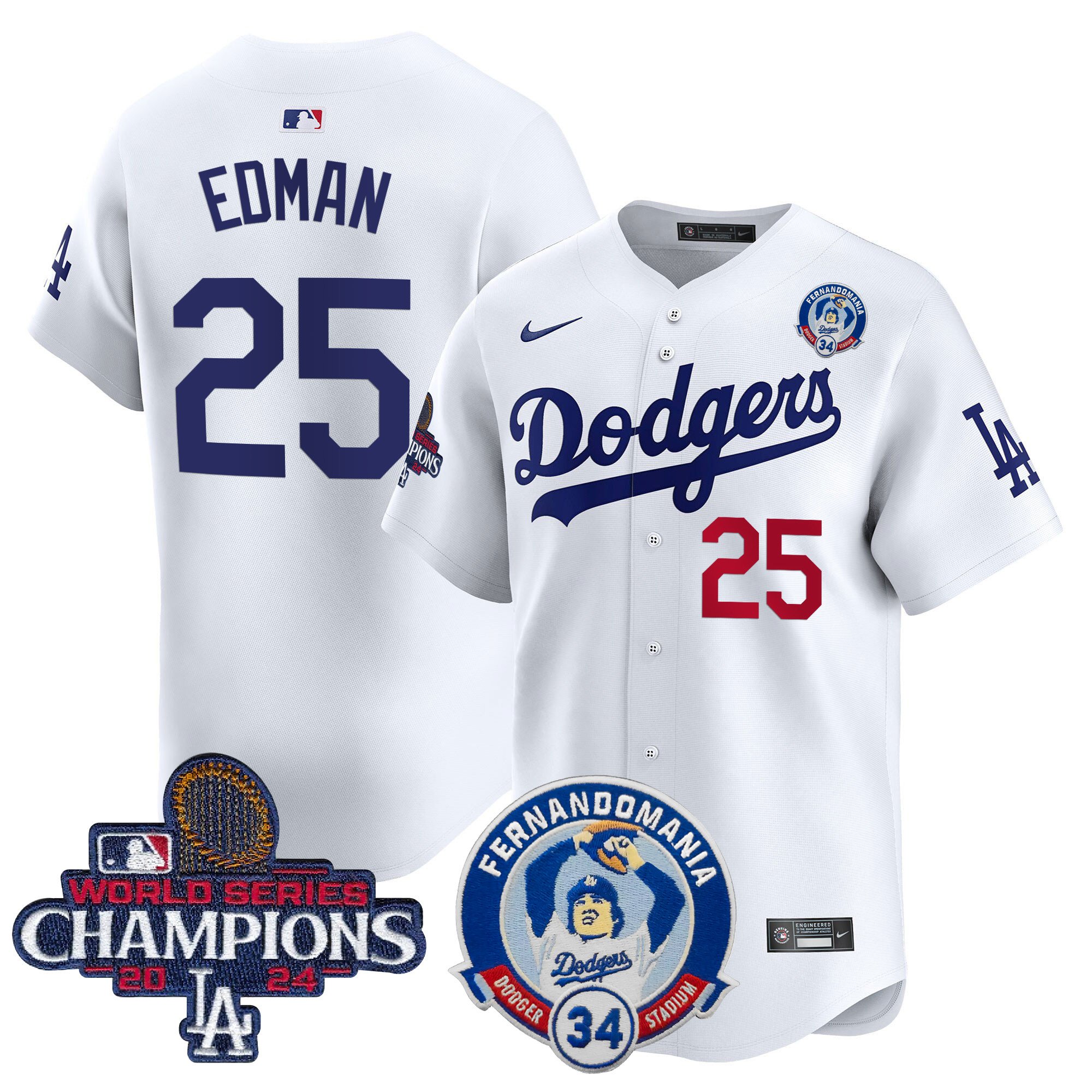 Men's Dodgers Fernando & 2024 World Series Champions Patch Vapor Premier Limited Jersey V2 - All Stitched
