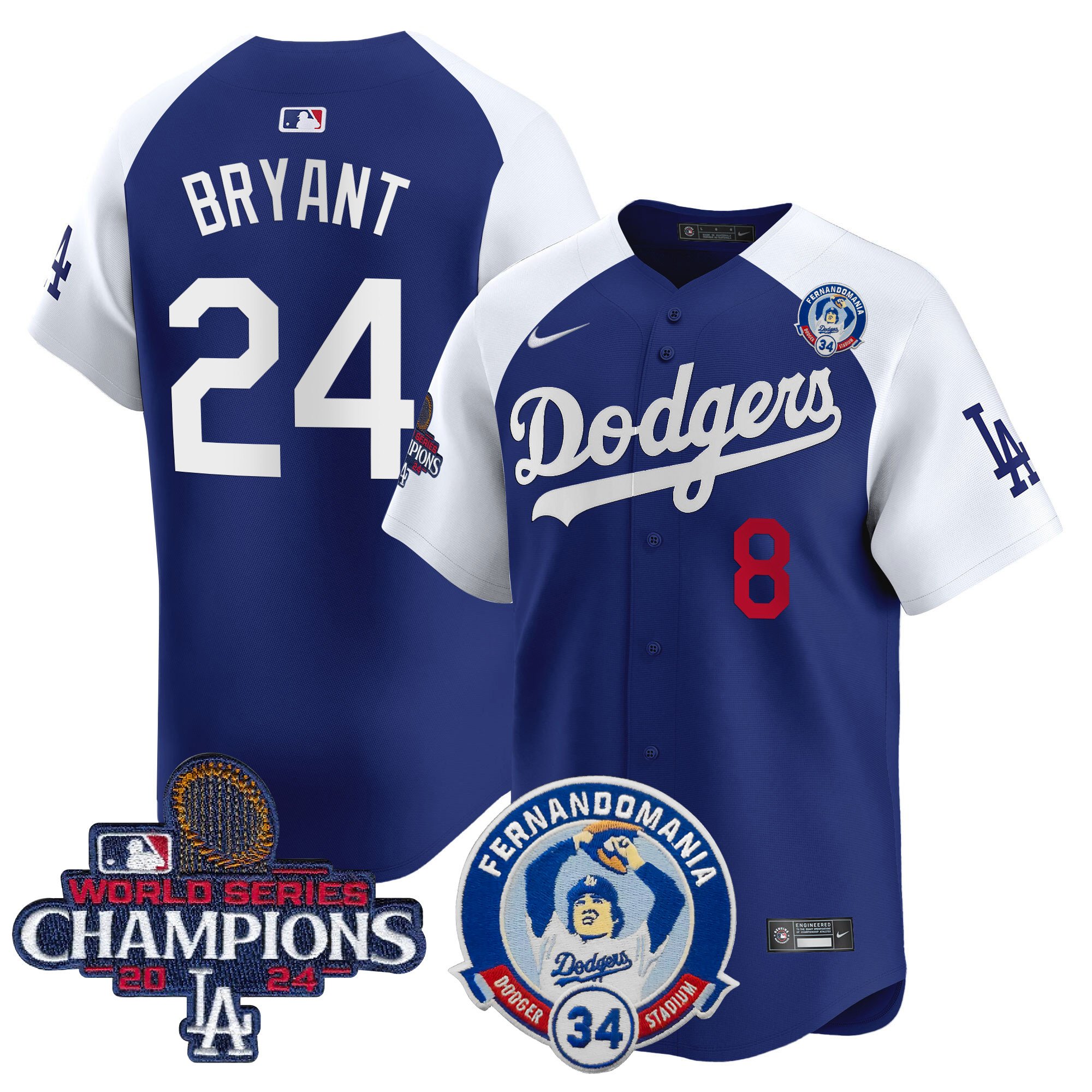 Men's Dodgers Fernando & 2024 World Series Champions Patch Vapor Premier Limited Jersey V2 - All Stitched