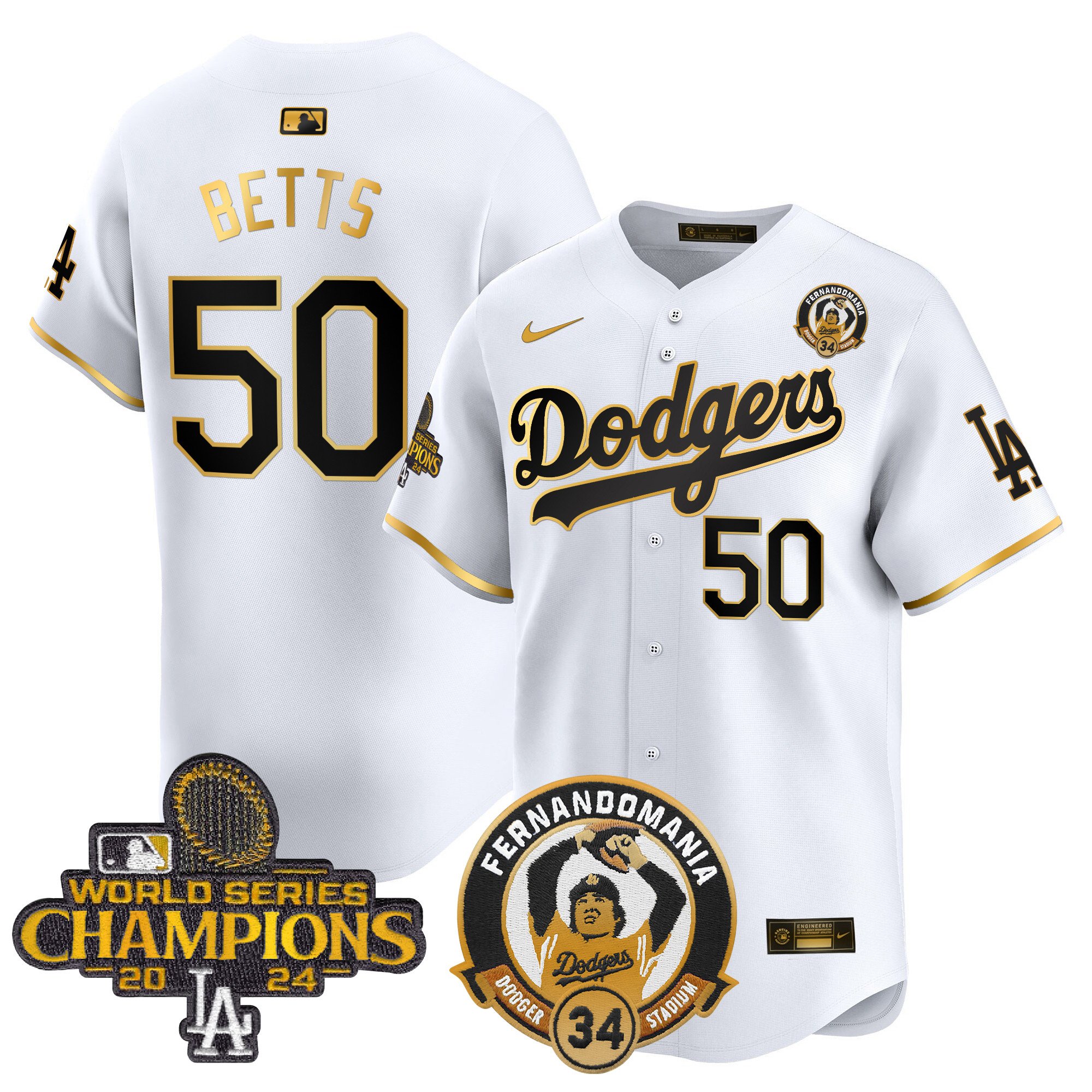 Men's Dodgers Fernando & 2024 World Series Champions Patch Vapor Premier Limited Jersey V2 - All Stitched