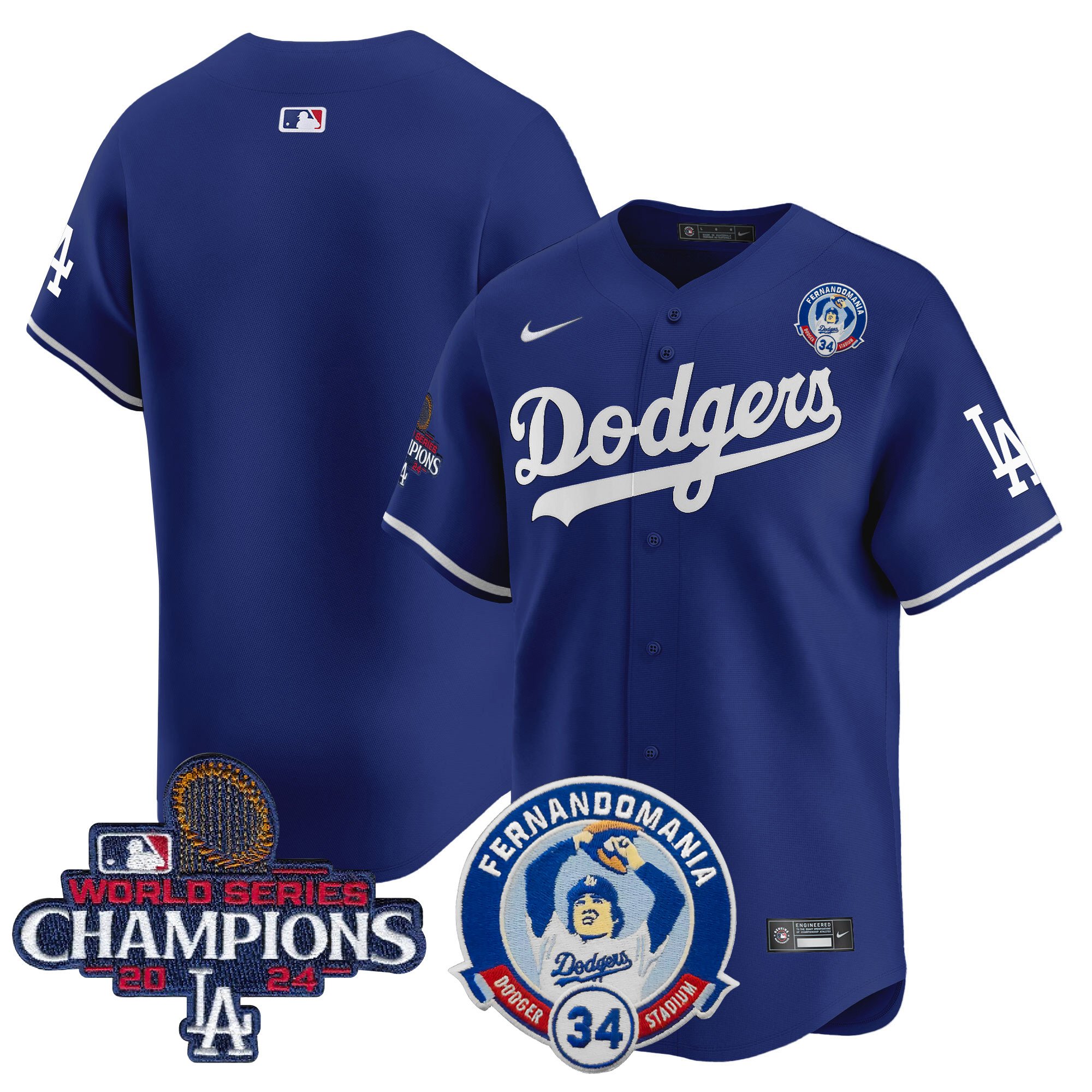 Men's Dodgers Fernando & 2024 World Series Champions Patch Vapor Premier Limited Jersey V2 - All Stitched
