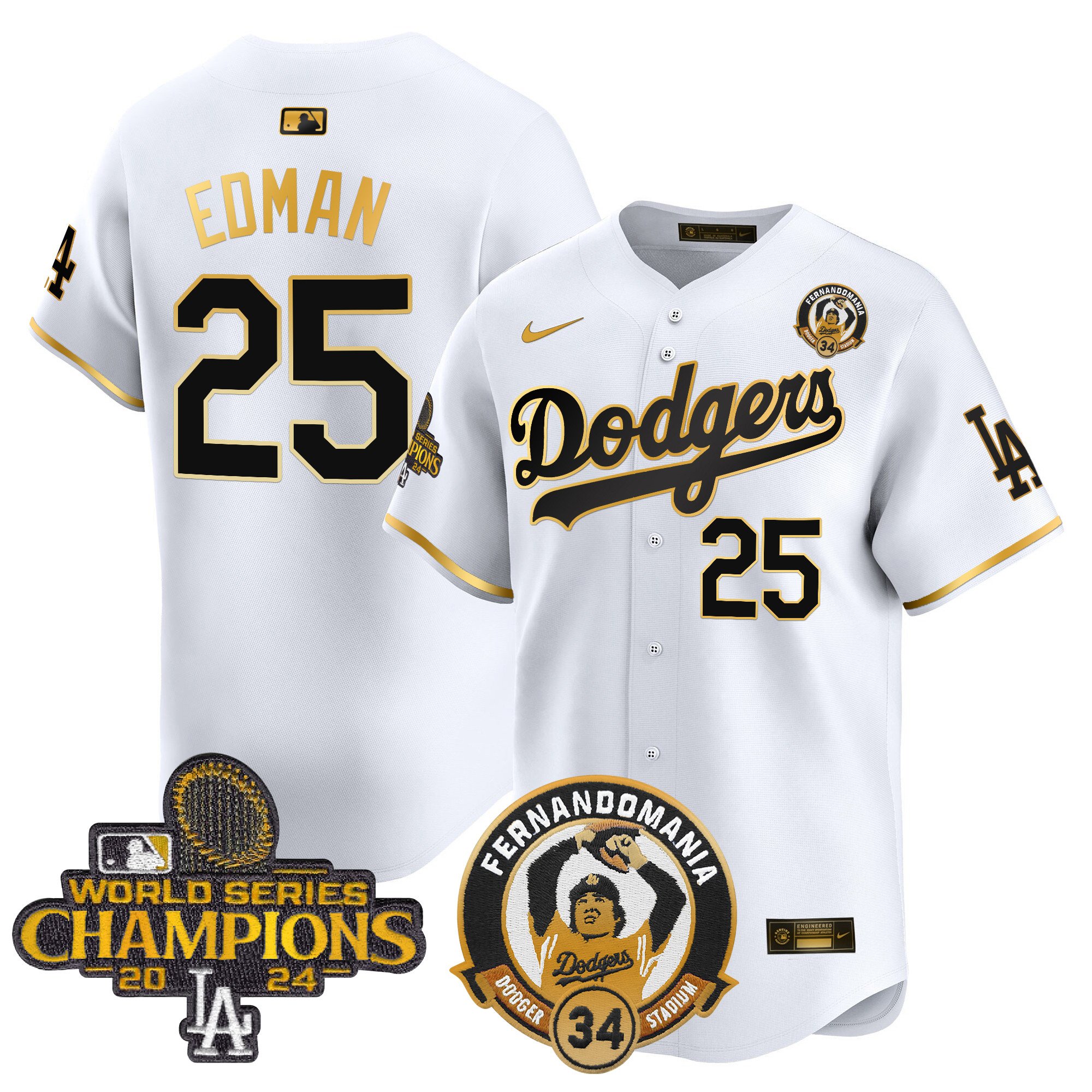 Men's Dodgers Fernando & 2024 World Series Champions Patch Vapor Premier Limited Jersey V2 - All Stitched