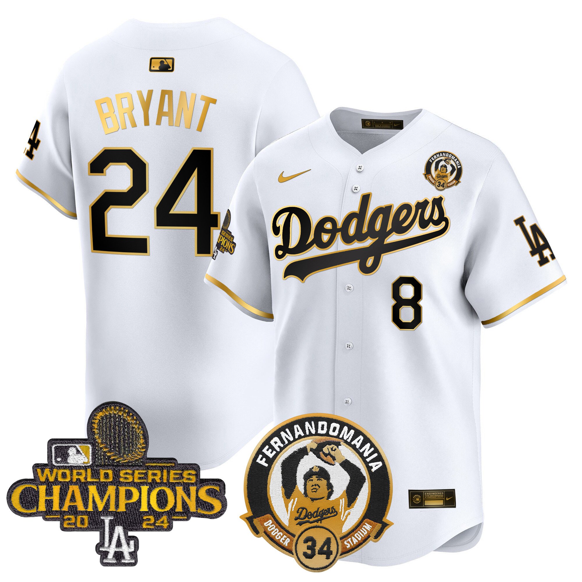 Men's Dodgers Fernando & 2024 World Series Champions Patch Vapor Premier Limited Jersey V2 - All Stitched