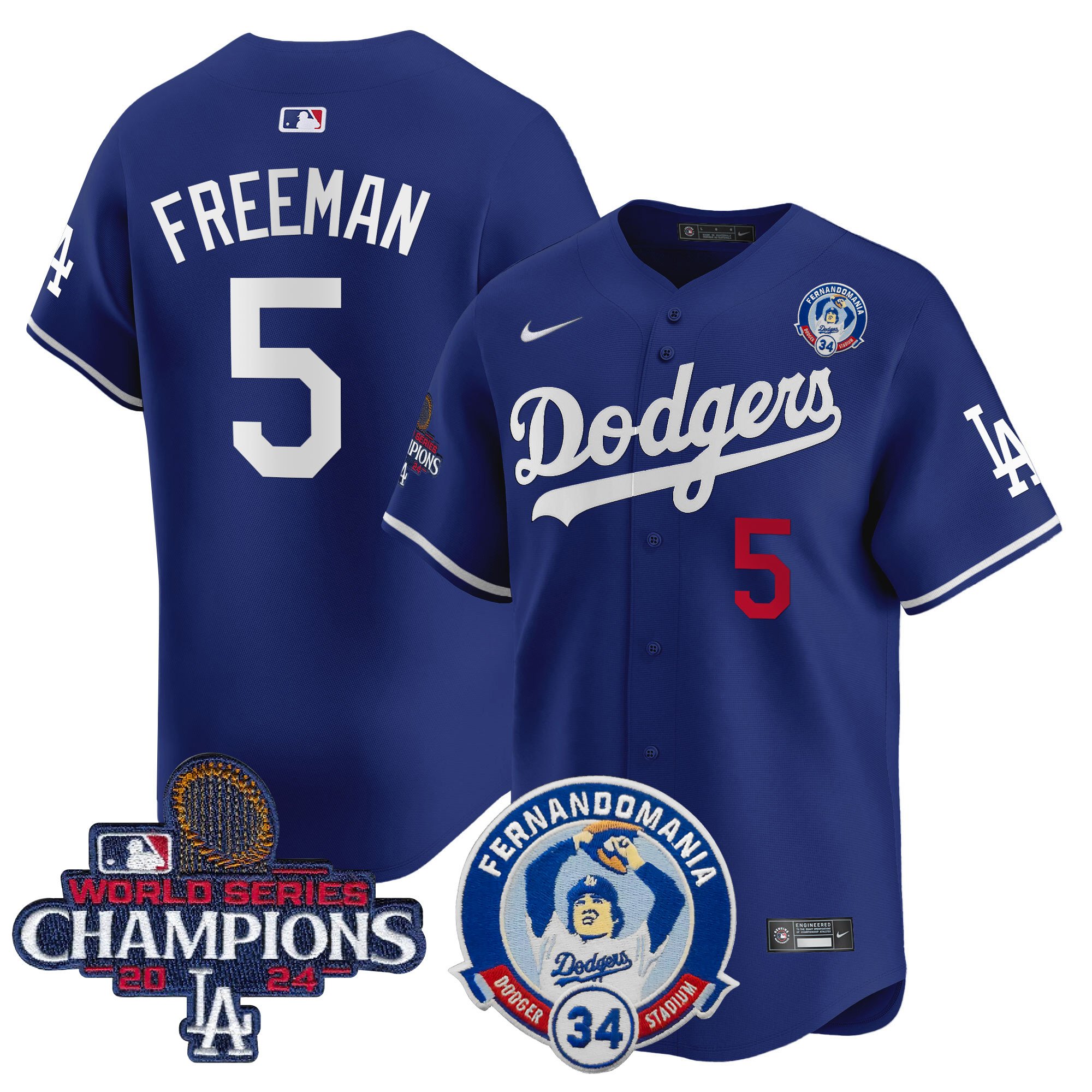 Men's Dodgers Fernando & 2024 World Series Champions Patch Vapor Premier Limited Jersey V2 - All Stitched