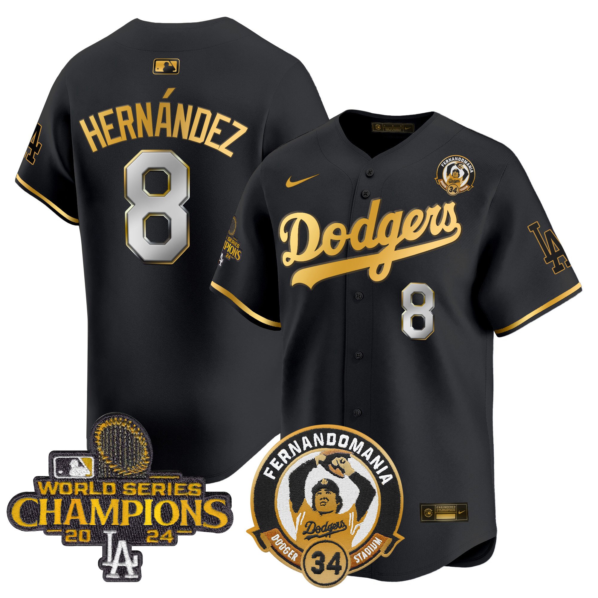 Men's Dodgers Fernando & 2024 World Series Champions Patch Vapor Premier Limited Jersey V2 - All Stitched