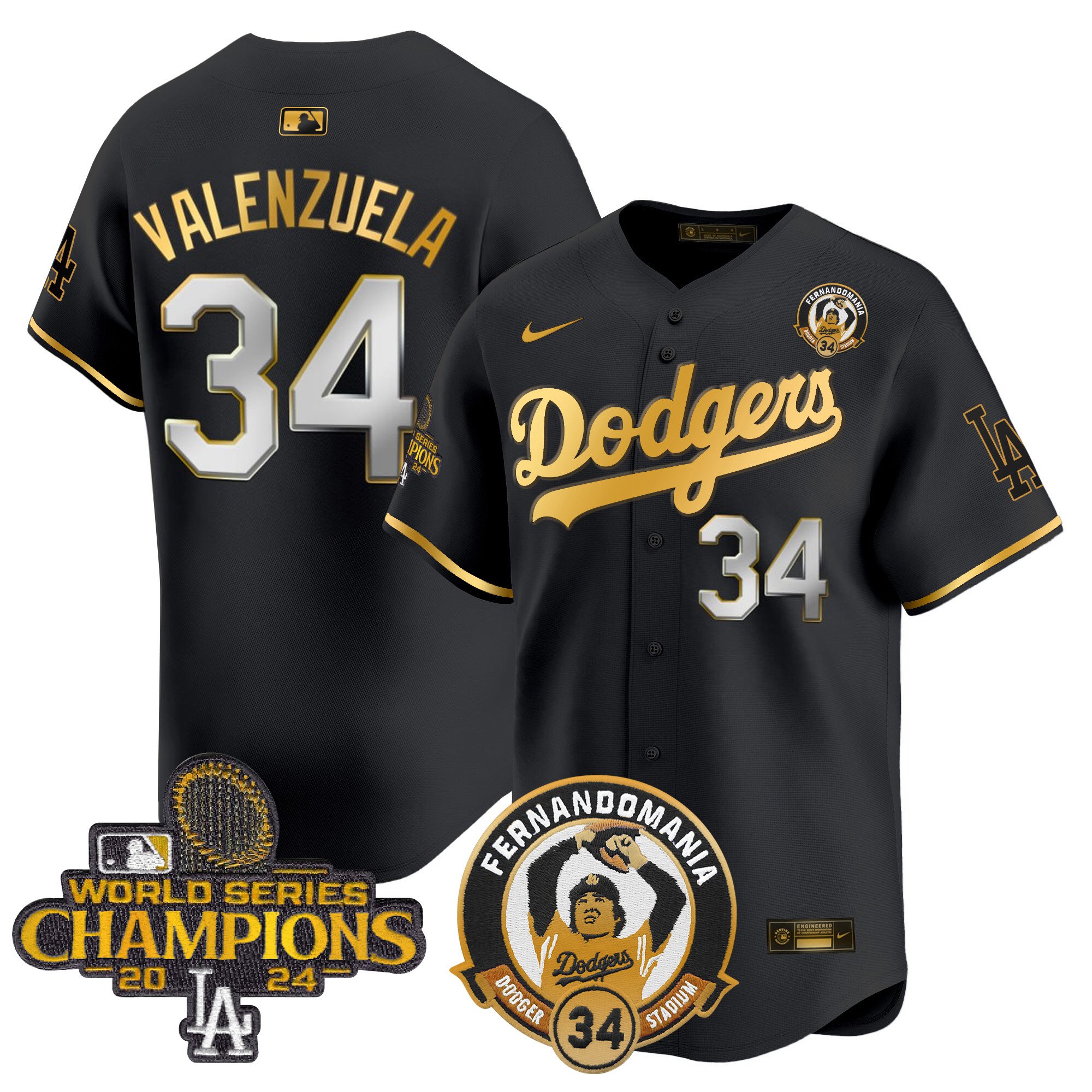 Men's Dodgers Fernando & 2024 World Series Champions Patch Vapor Premier Limited Jersey V2 - All Stitched