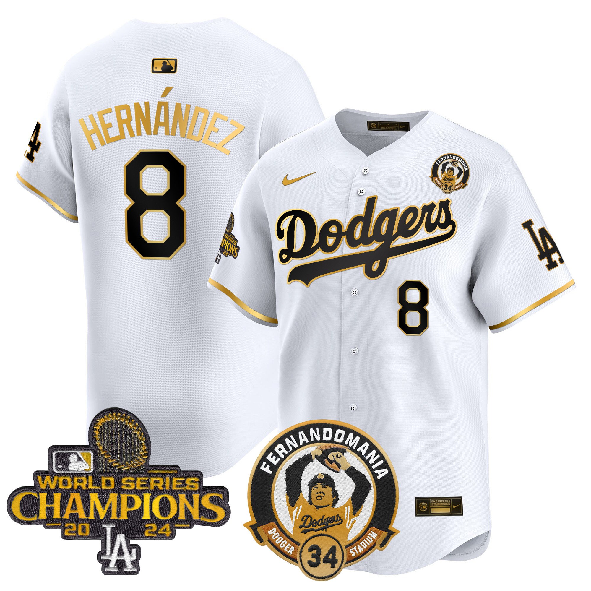 Men's Dodgers Fernando & 2024 World Series Champions Patch Vapor Premier Limited Jersey V2 - All Stitched