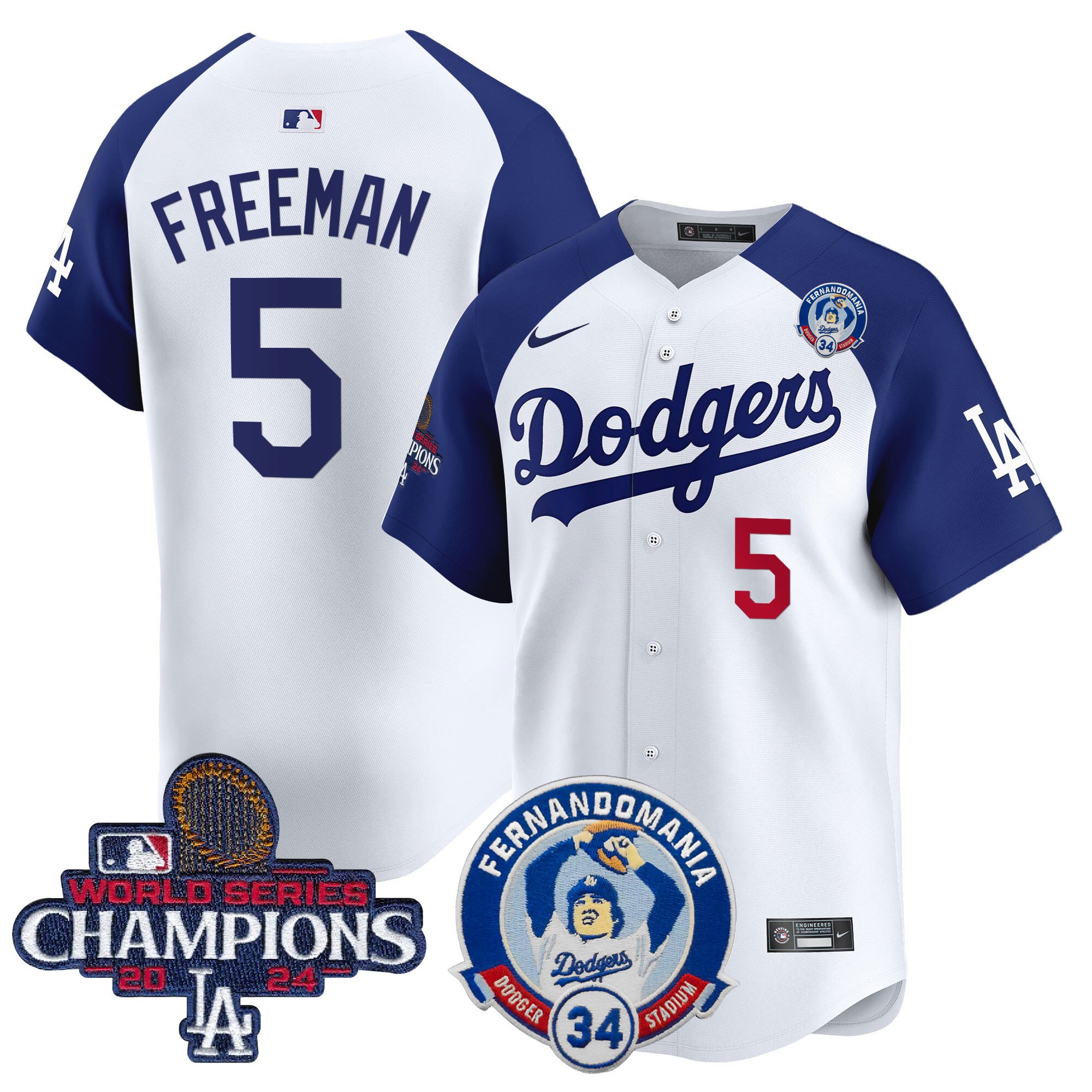 Men's Dodgers Fernando & 2024 World Series Champions Patch Vapor Premier Limited Jersey V2 - All Stitched