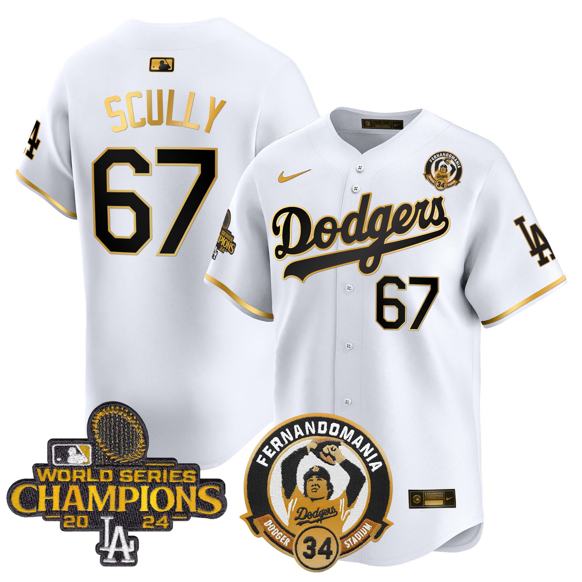 Men's Dodgers Fernando & 2024 World Series Champions Patch Vapor Premier Limited Jersey V2 - All Stitched