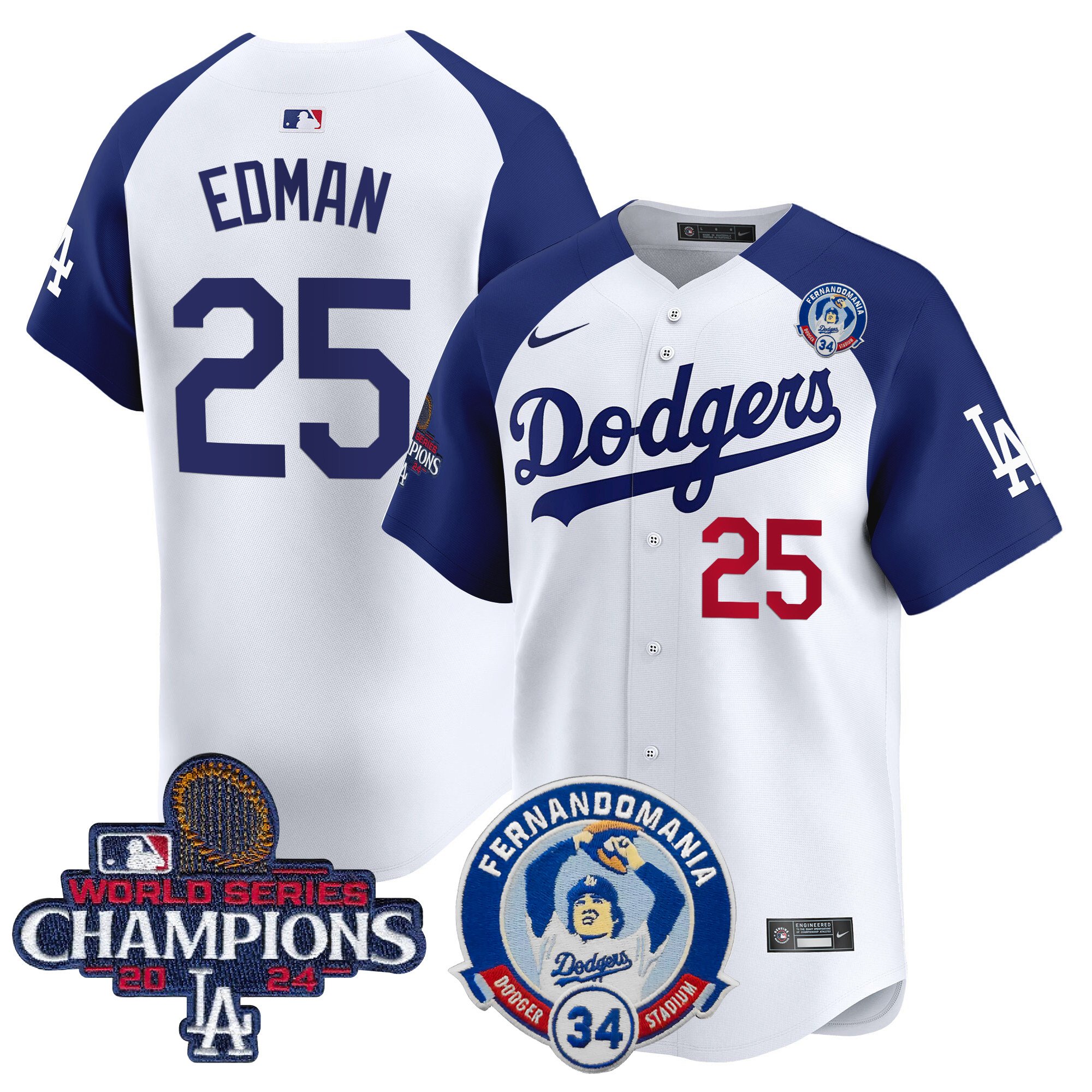 Men's Dodgers Fernando & 2024 World Series Champions Patch Vapor Premier Limited Jersey V2 - All Stitched