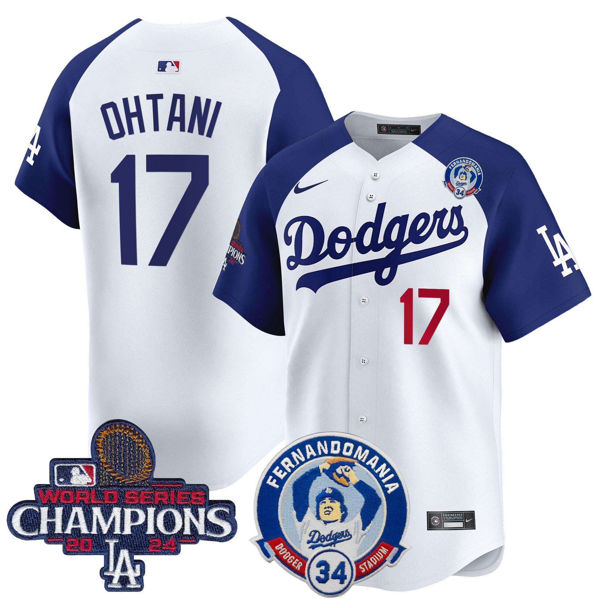 Men's Dodgers Fernando & 2024 World Series Champions Patch Vapor Premier Limited Jersey V2 - All Stitched