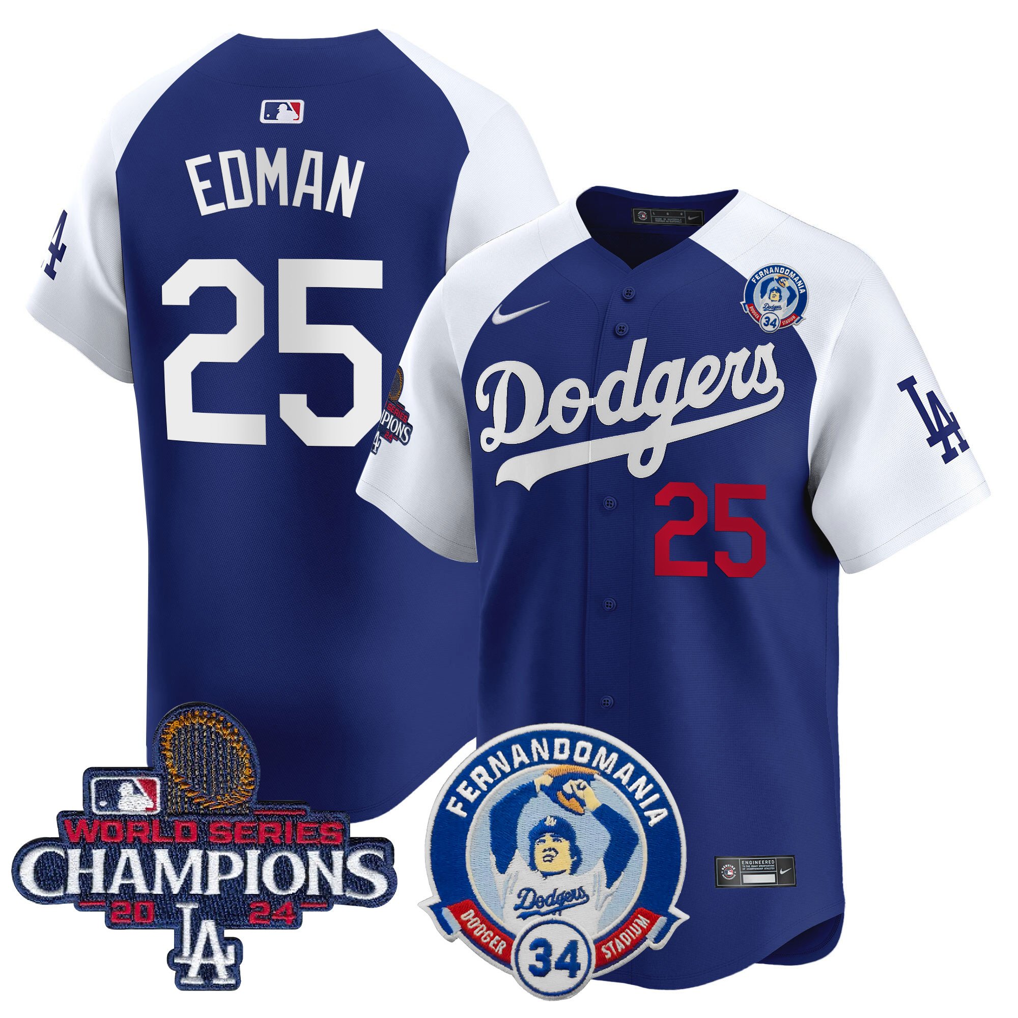 Men's Dodgers Fernando & 2024 World Series Champions Patch Vapor Premier Limited Jersey V2 - All Stitched