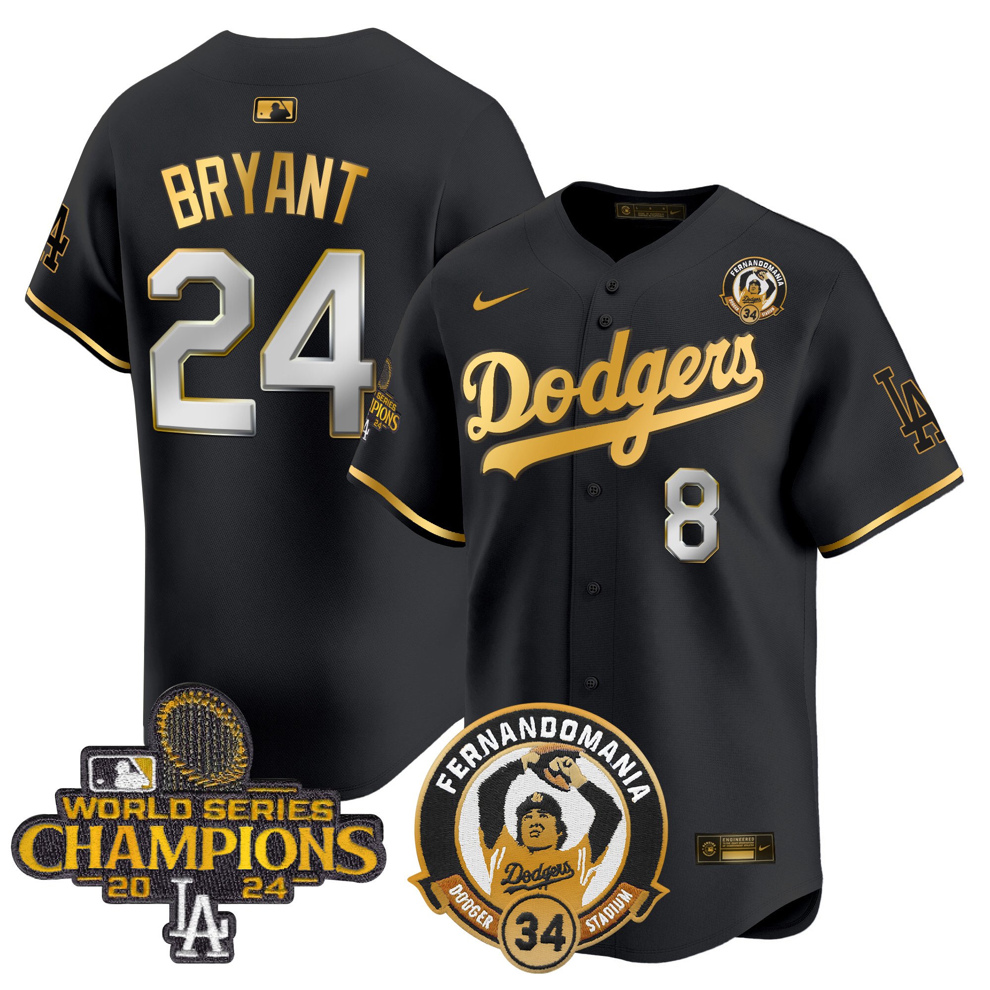Men's Dodgers Fernando & 2024 World Series Champions Patch Vapor Premier Limited Jersey V2 - All Stitched
