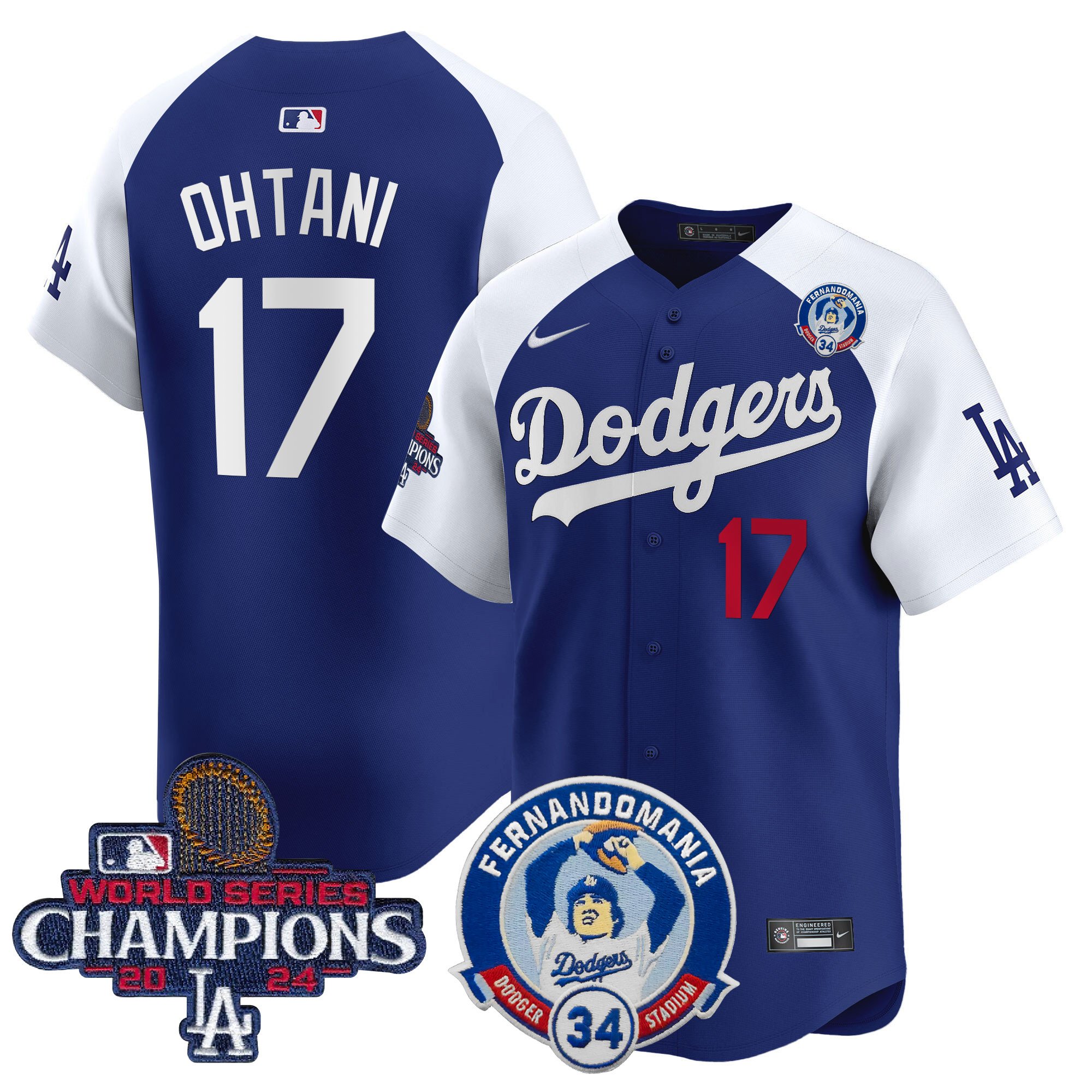 Men's Dodgers Fernando & 2024 World Series Champions Patch Vapor Premier Limited Jersey V2 - All Stitched