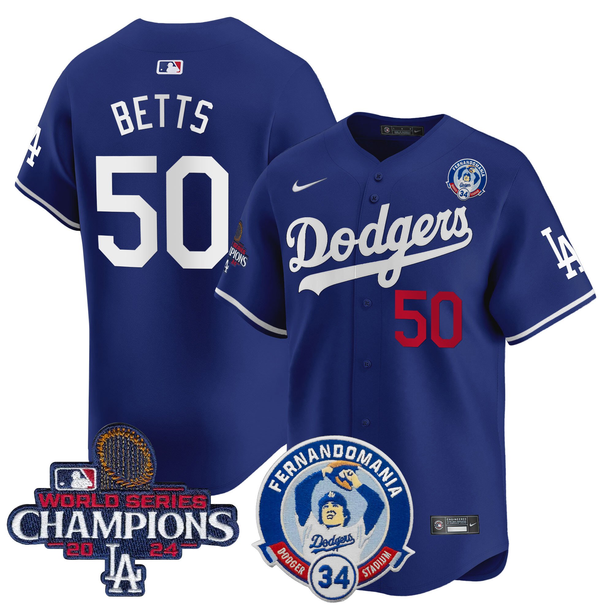 Men's Dodgers Fernando & 2024 World Series Champions Patch Vapor Premier Limited Jersey V2 - All Stitched