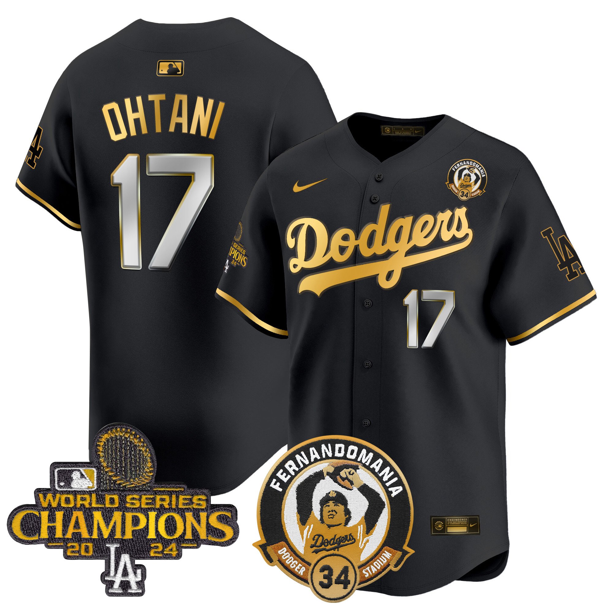 Men's Dodgers Fernando & 2024 World Series Champions Patch Vapor Premier Limited Jersey V2 - All Stitched
