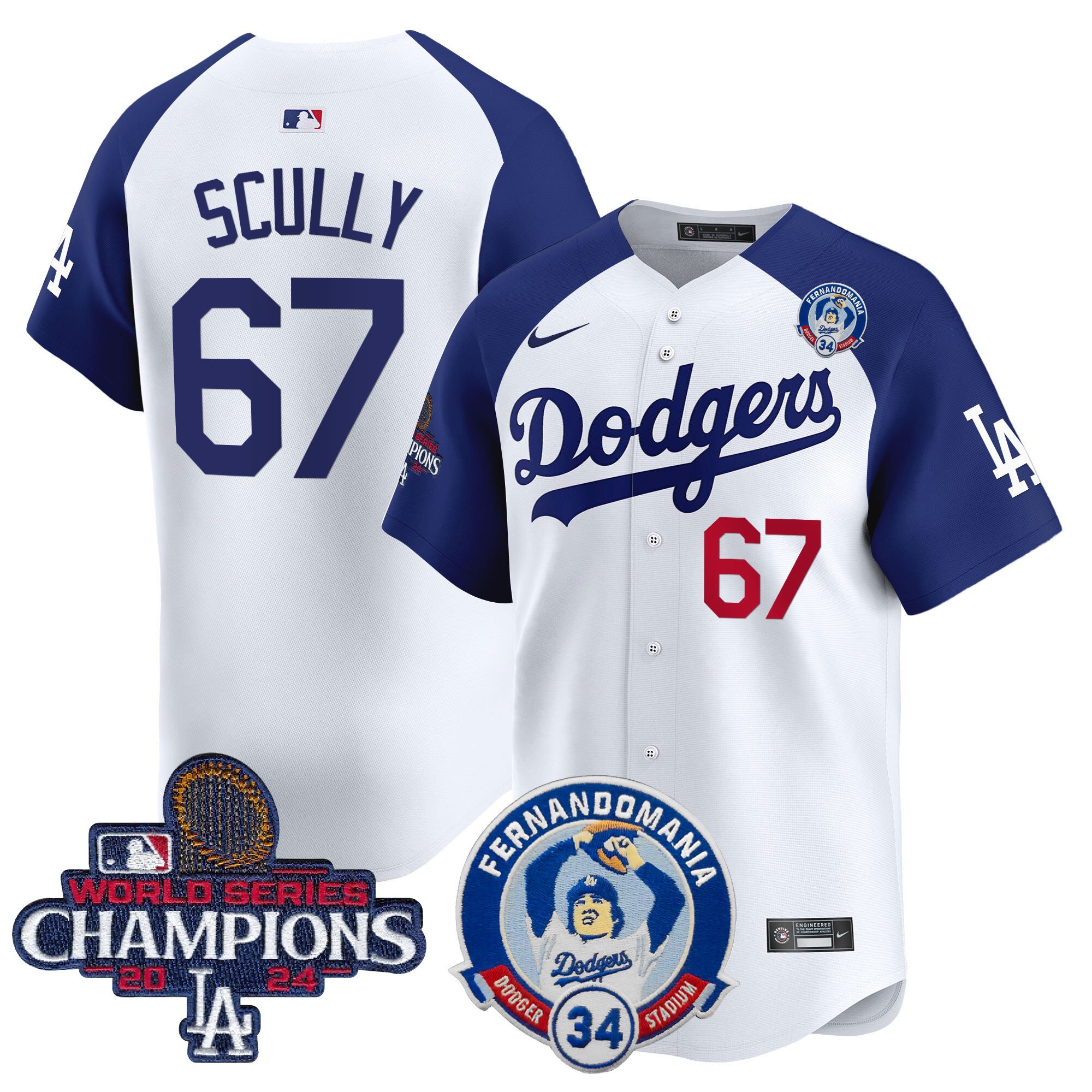 Men's Dodgers Fernando & 2024 World Series Champions Patch Vapor Premier Limited Jersey V2 - All Stitched