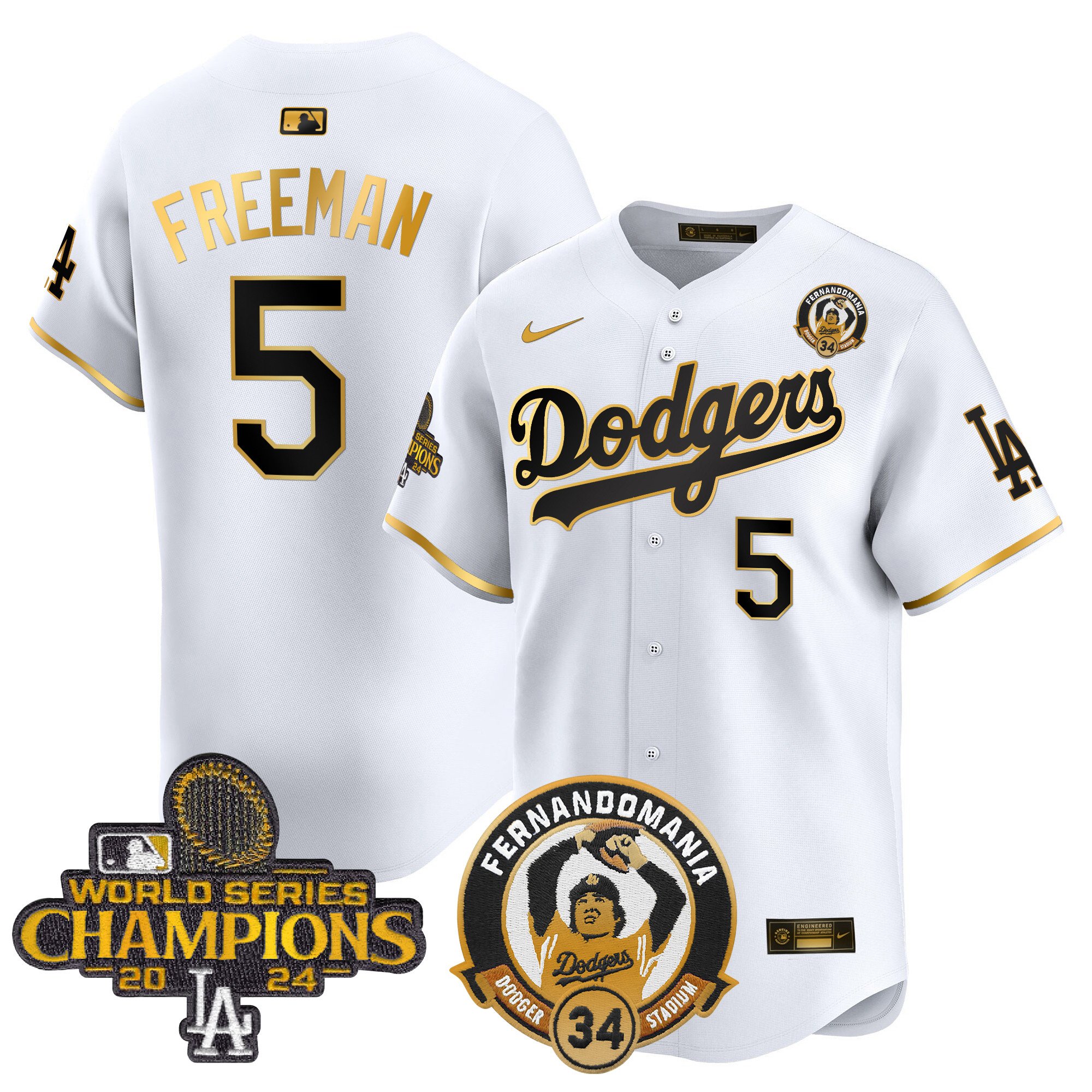 Men's Dodgers Fernando & 2024 World Series Champions Patch Vapor Premier Limited Jersey V2 - All Stitched
