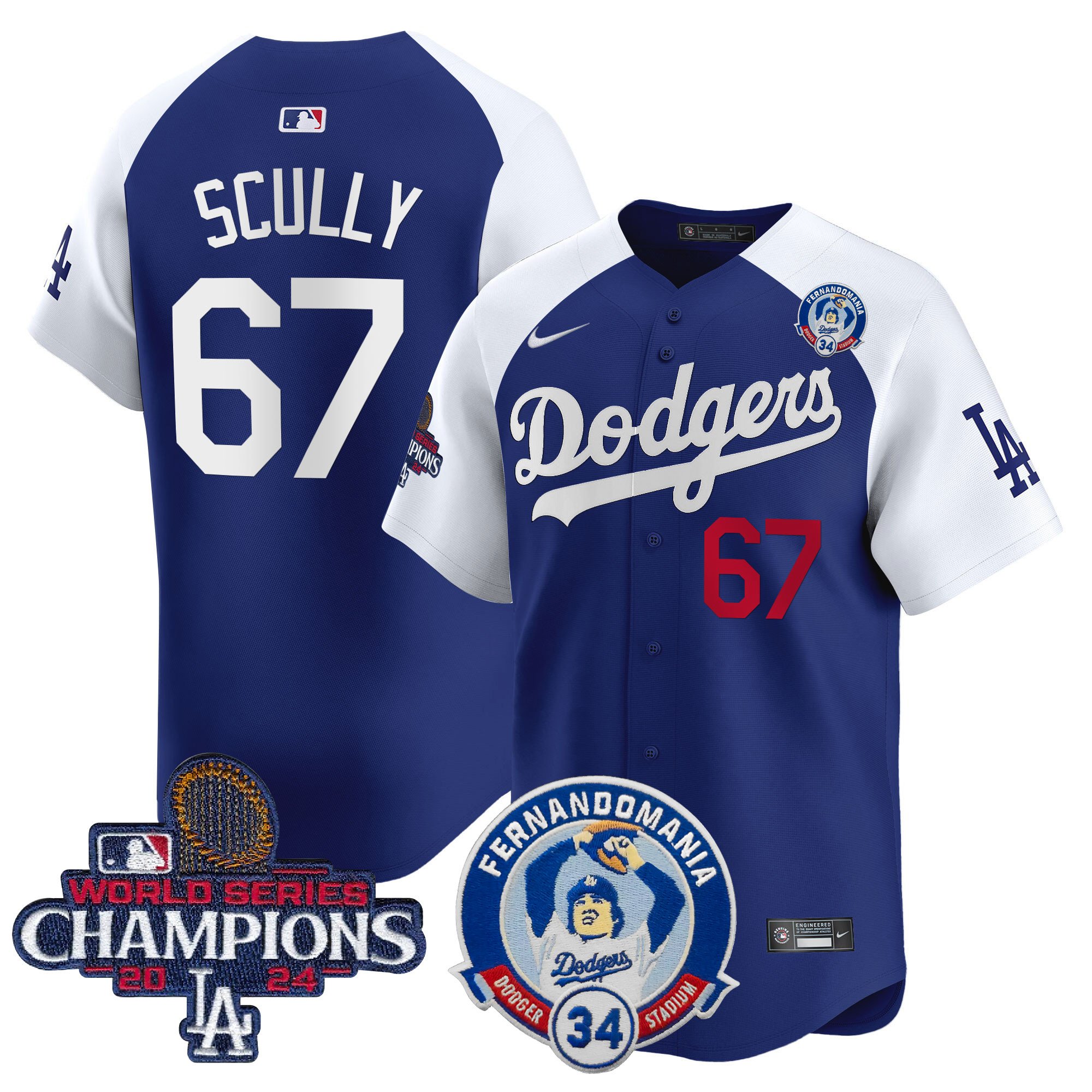 Men's Dodgers Fernando & 2024 World Series Champions Patch Vapor Premier Limited Jersey V2 - All Stitched