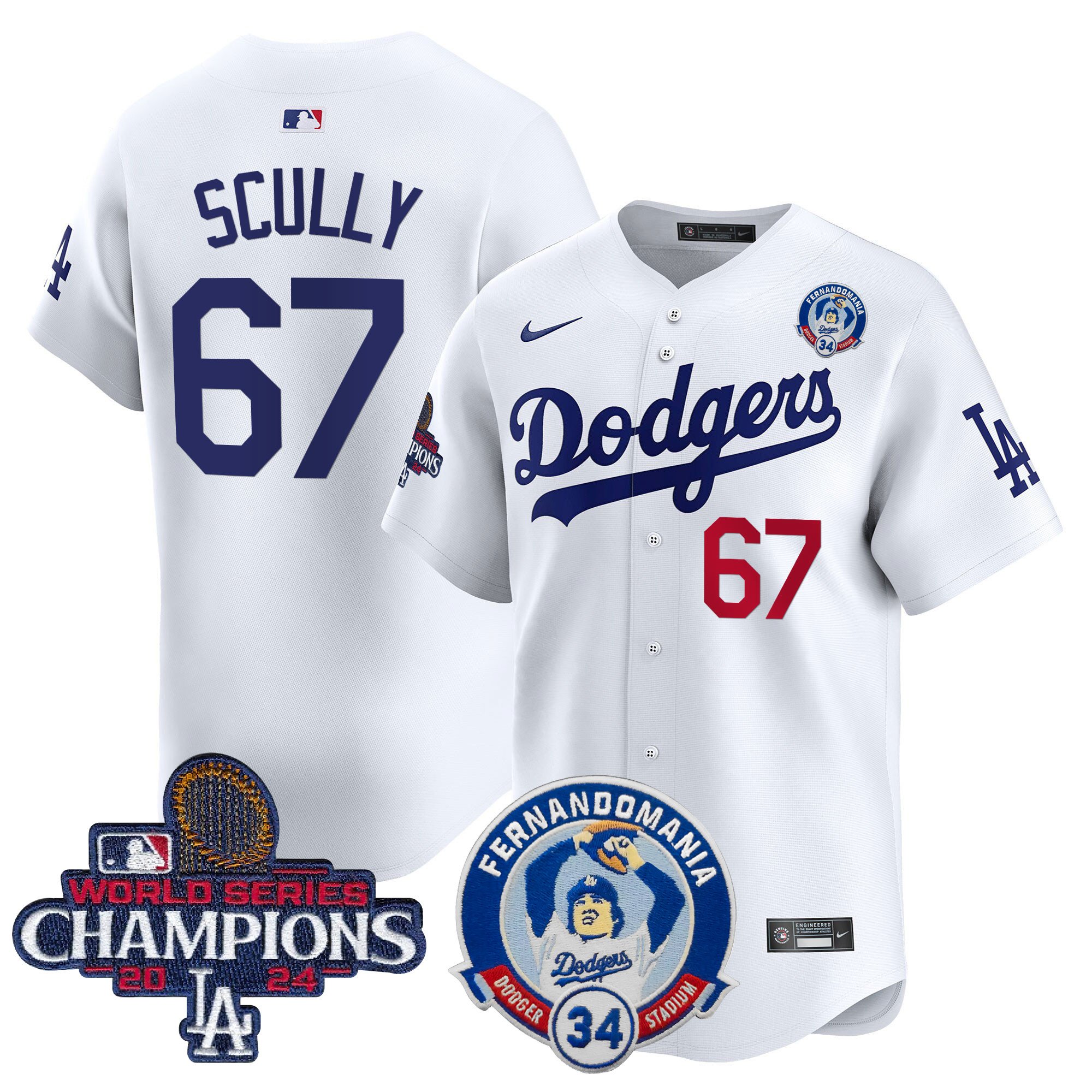 Men's Dodgers Fernando & 2024 World Series Champions Patch Vapor Premier Limited Jersey V2 - All Stitched
