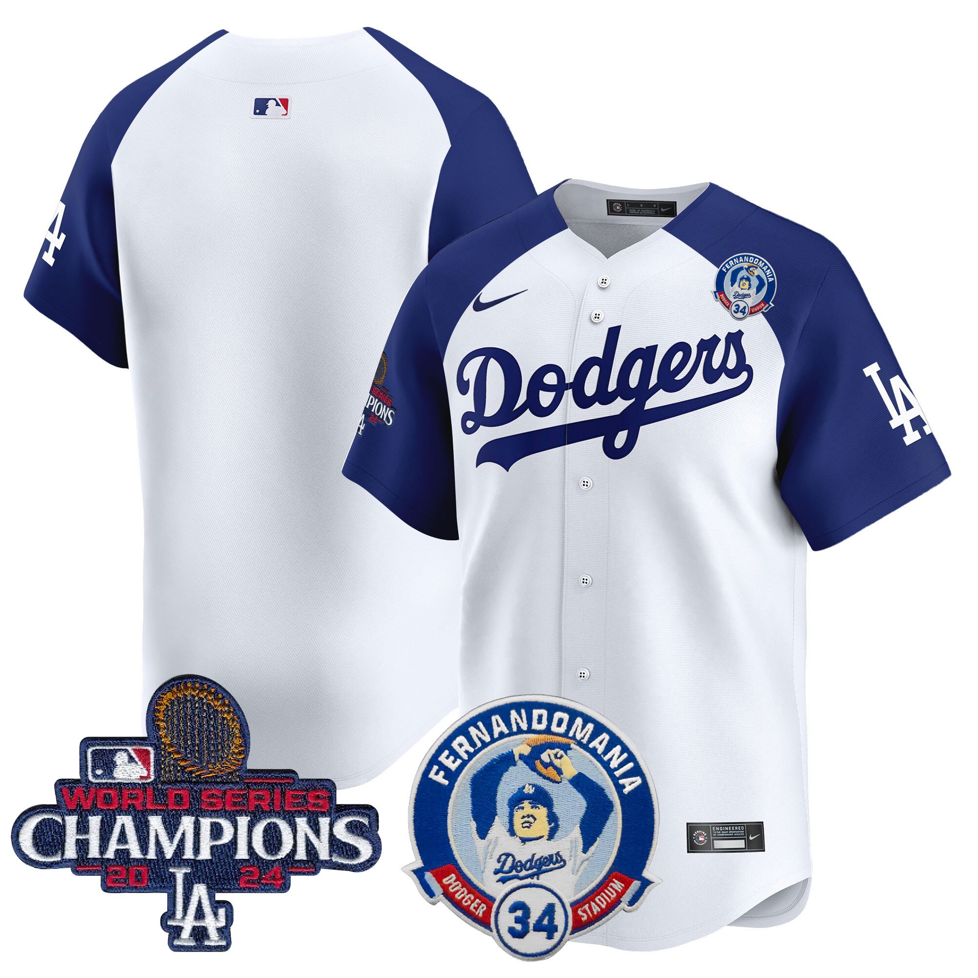 Men's Dodgers Fernando & 2024 World Series Champions Patch Vapor Premier Limited Jersey V2 - All Stitched
