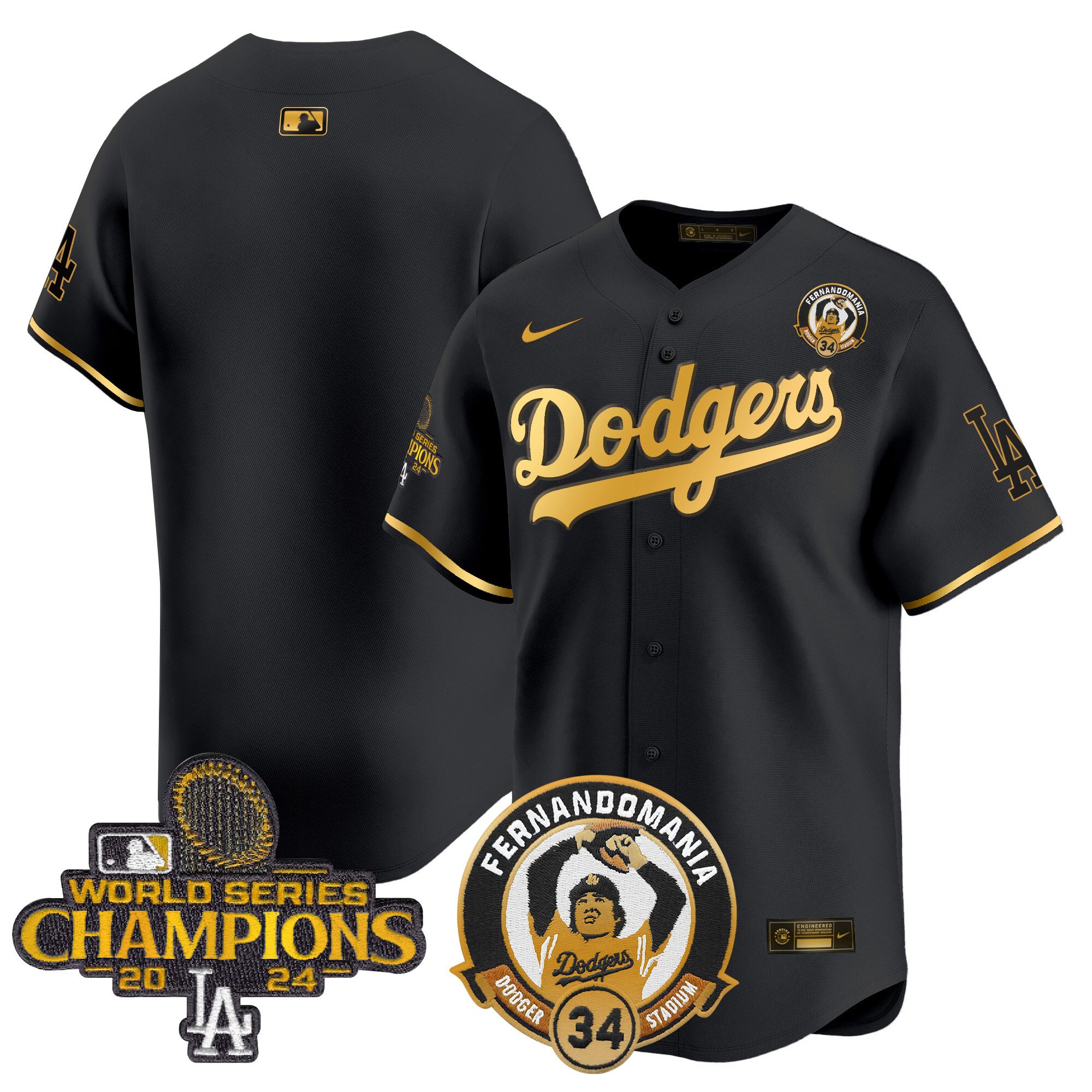 Men's Dodgers Fernando & 2024 World Series Champions Patch Vapor Premier Limited Jersey V2 - All Stitched