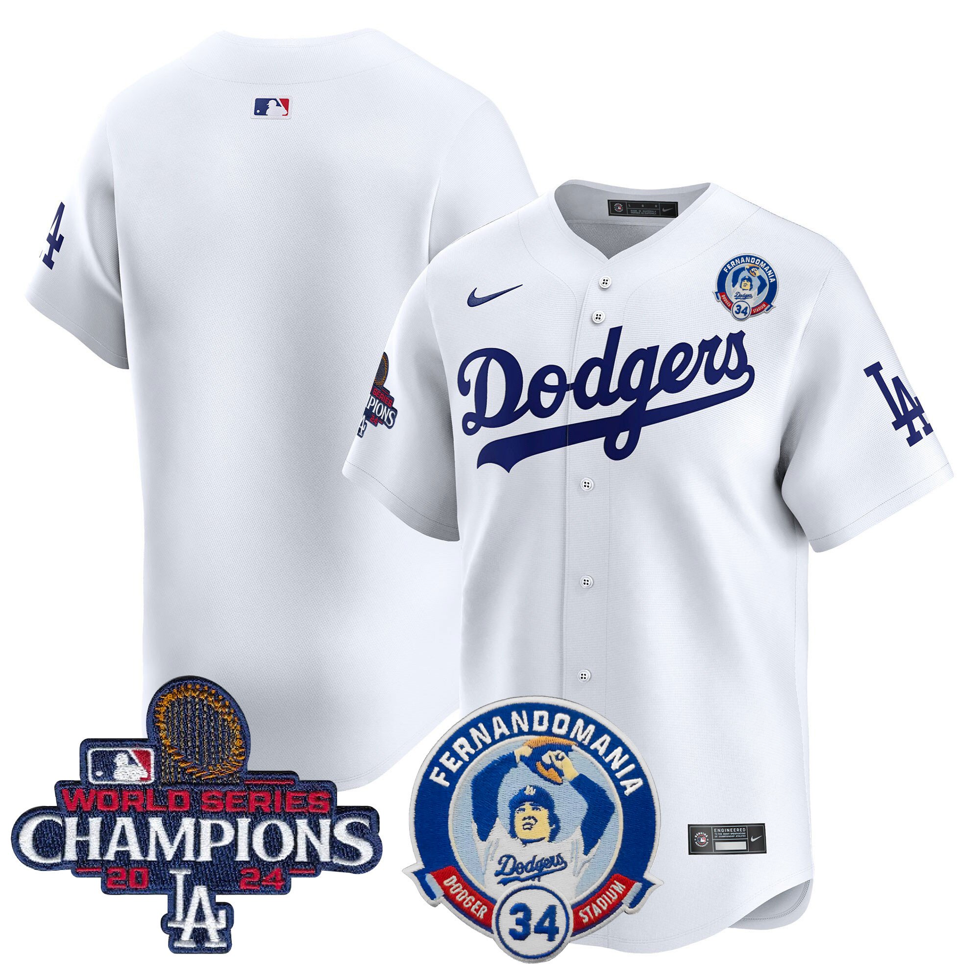 Men's Dodgers Fernando & 2024 World Series Champions Patch Vapor Premier Limited Jersey V2 - All Stitched