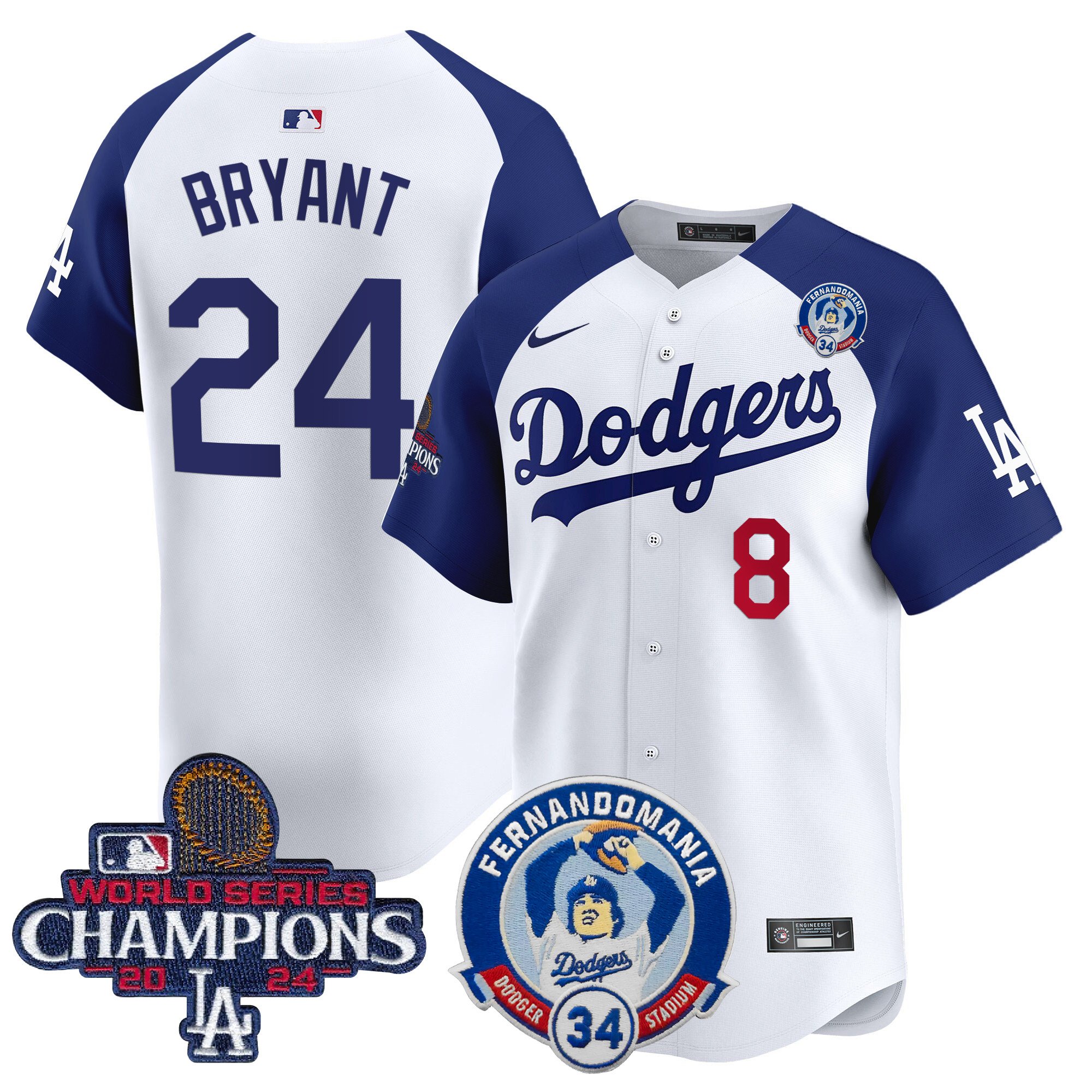 Men's Dodgers Fernando & 2024 World Series Champions Patch Vapor Premier Limited Jersey V2 - All Stitched