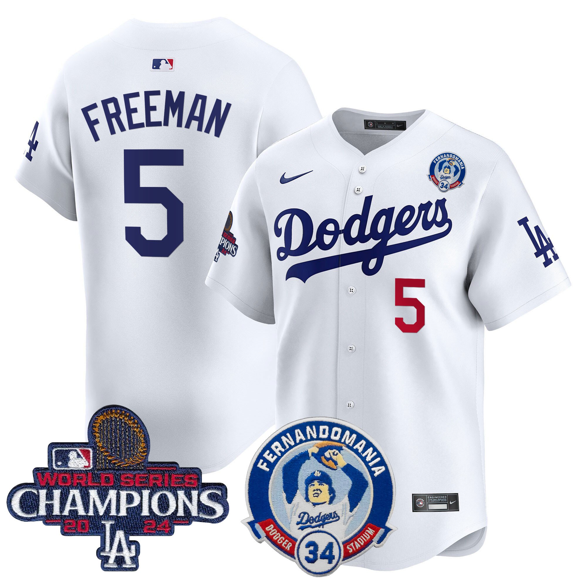 Men's Dodgers Fernando & 2024 World Series Champions Patch Vapor Premier Limited Jersey V2 - All Stitched