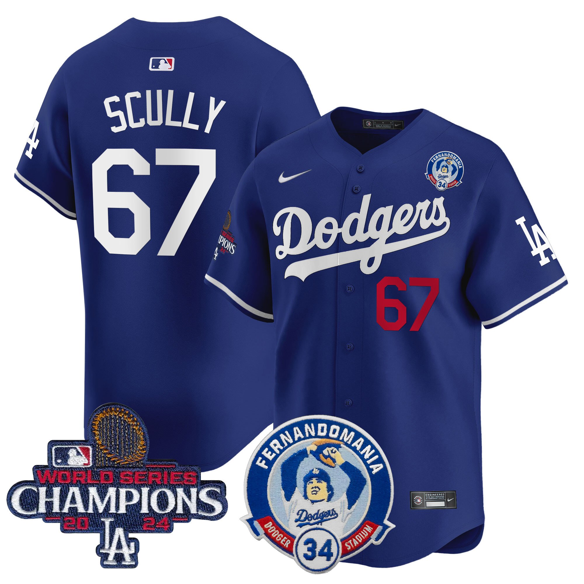 Men's Dodgers Fernando & 2024 World Series Champions Patch Vapor Premier Limited Jersey V2 - All Stitched