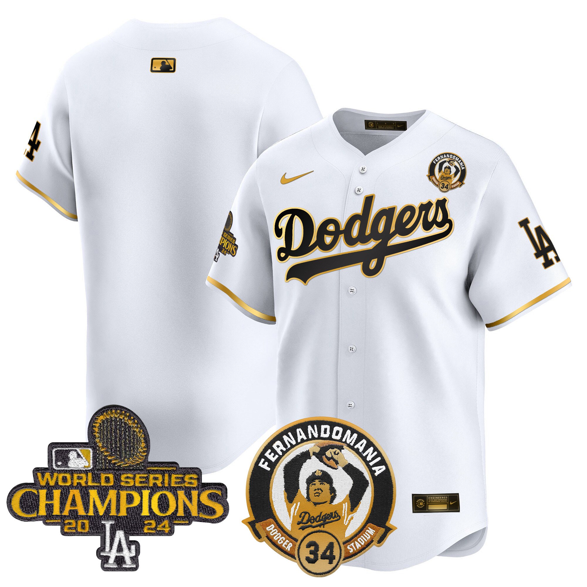 Men's Dodgers Fernando & 2024 World Series Champions Patch Vapor Premier Limited Jersey V2 - All Stitched