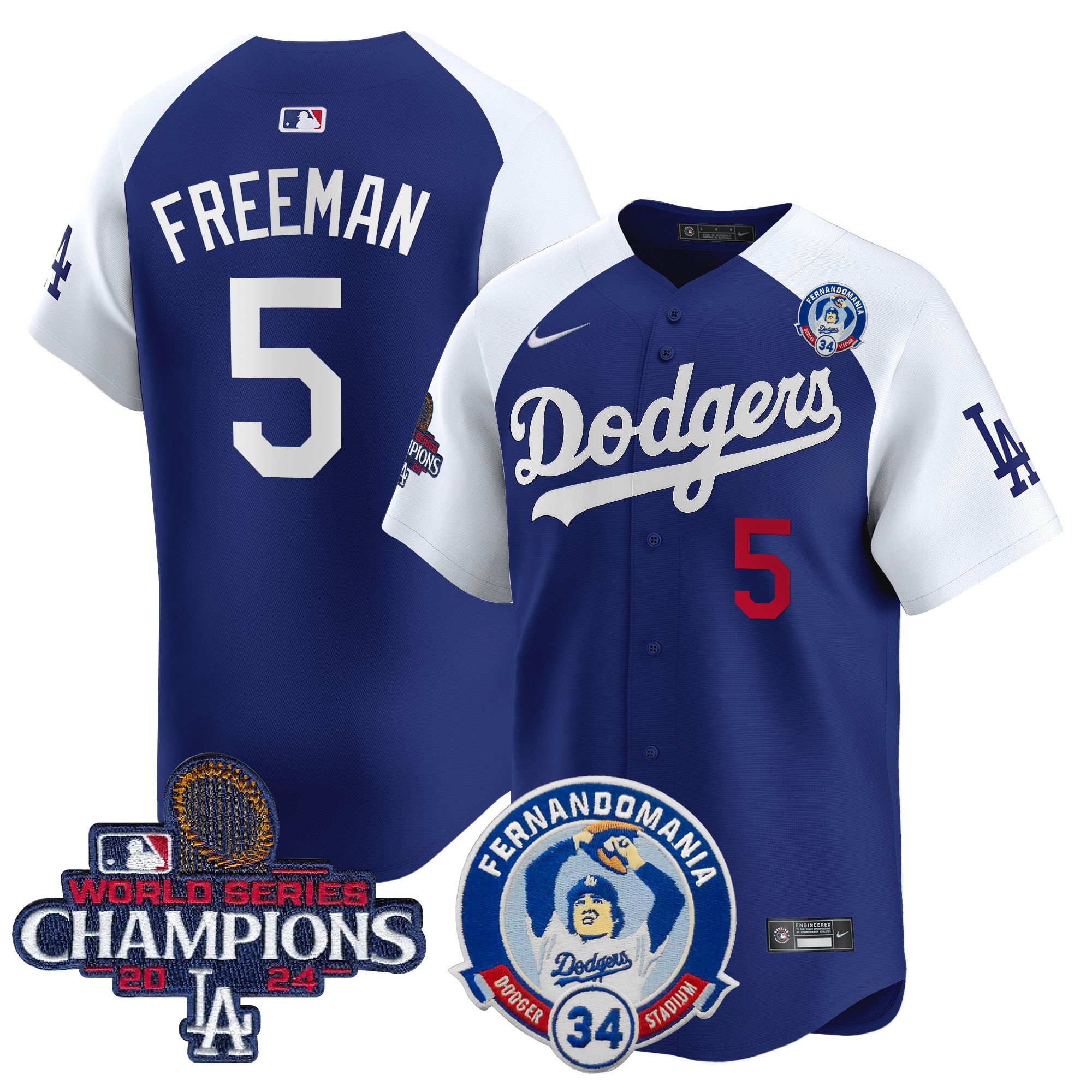 Men's Dodgers Fernando & 2024 World Series Champions Patch Vapor Premier Limited Jersey V2 - All Stitched