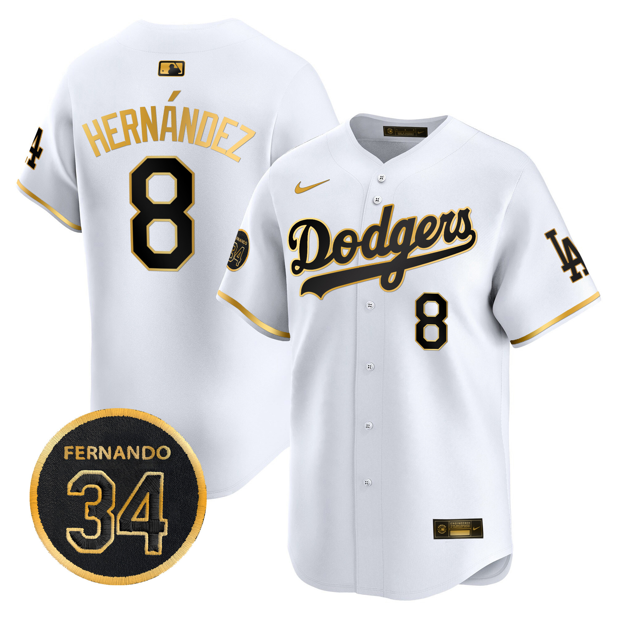Men's Dodgers Fernando Valenzuela Memorial Patch Vapor Premier Limited Jersey - All Stitched