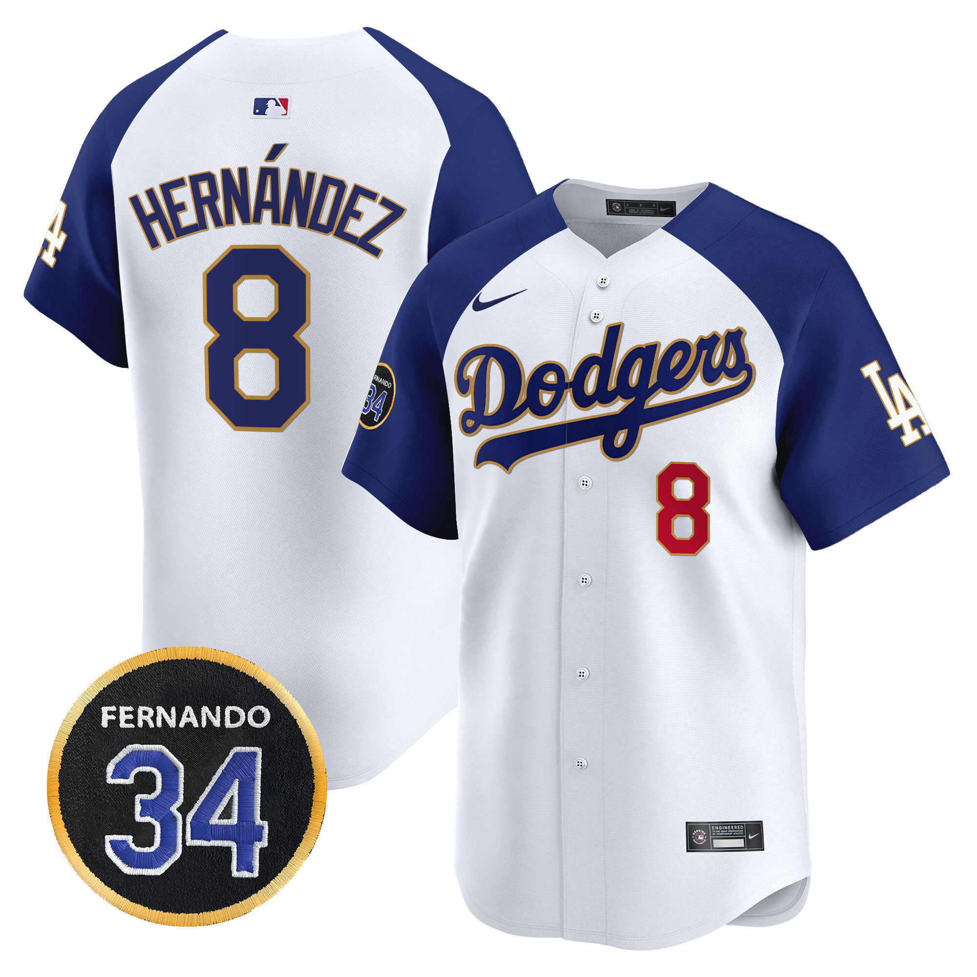Men's Dodgers Fernando Valenzuela Memorial Patch Vapor Premier Limited Jersey - All Stitched
