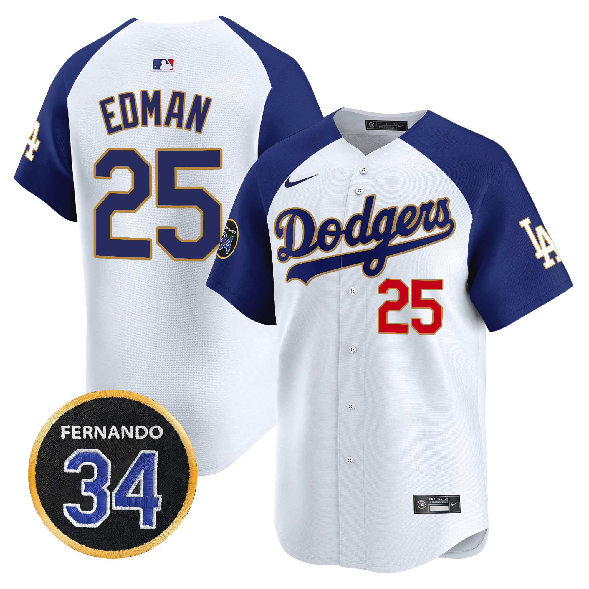 Men's Dodgers Fernando Valenzuela Memorial Patch Vapor Premier Limited Jersey - All Stitched
